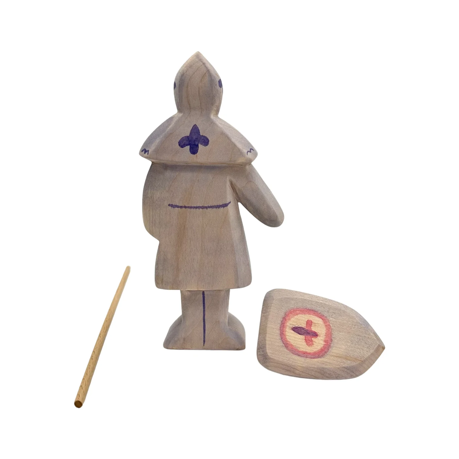 Handcrafted Open Ended Wooden Toy Figure Fairy Tale - Blue Knight #2 - Image 5
