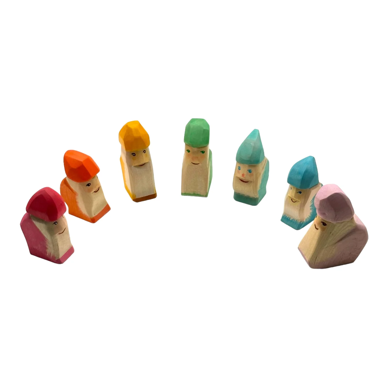 Handcrafted Open Ended Wooden Toy Figure Fairy Tale - Dwarfs 7 pieces - Image 2