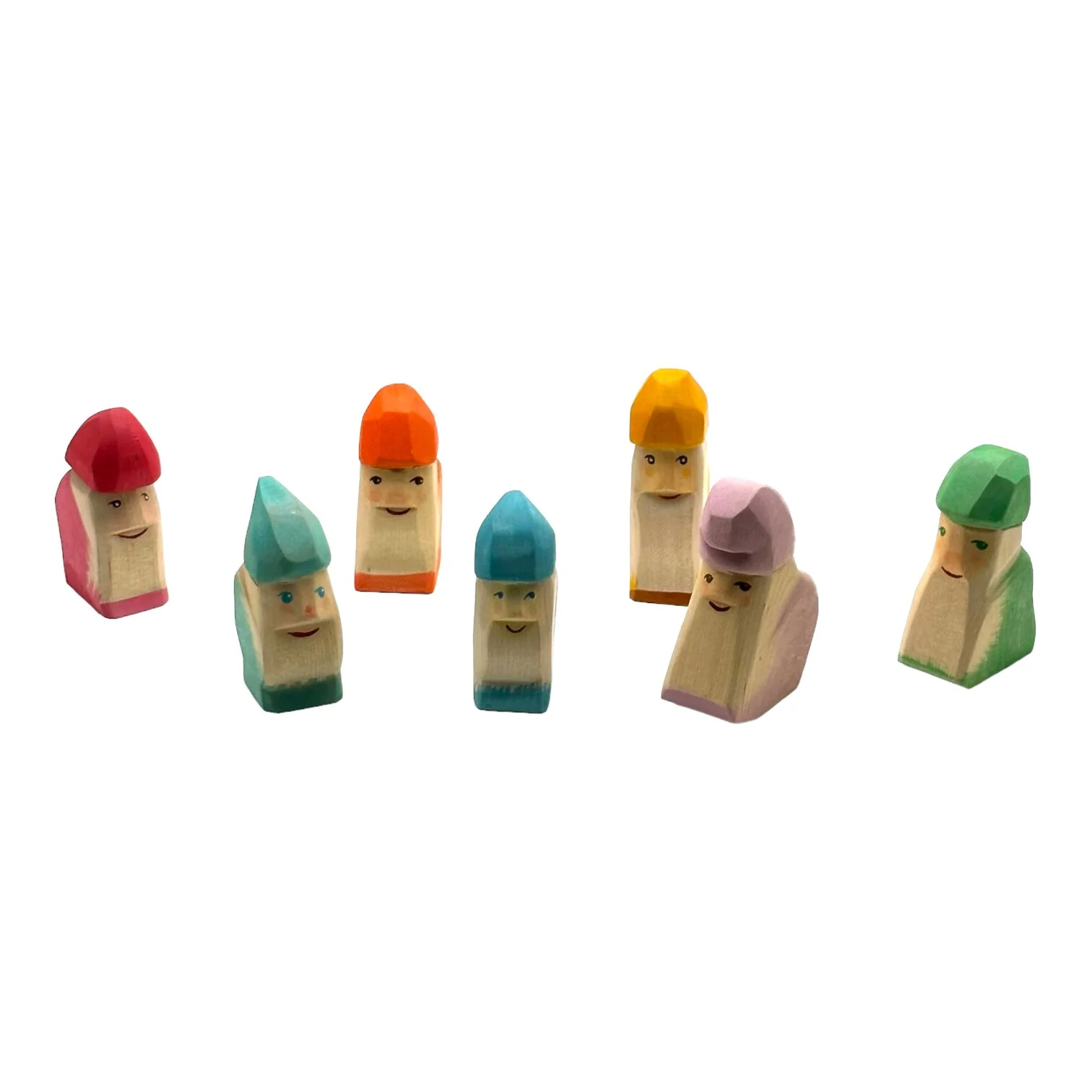 Handcrafted Open Ended Wooden Toy Figure Fairy Tale - Dwarfs 7 pieces - Image 3