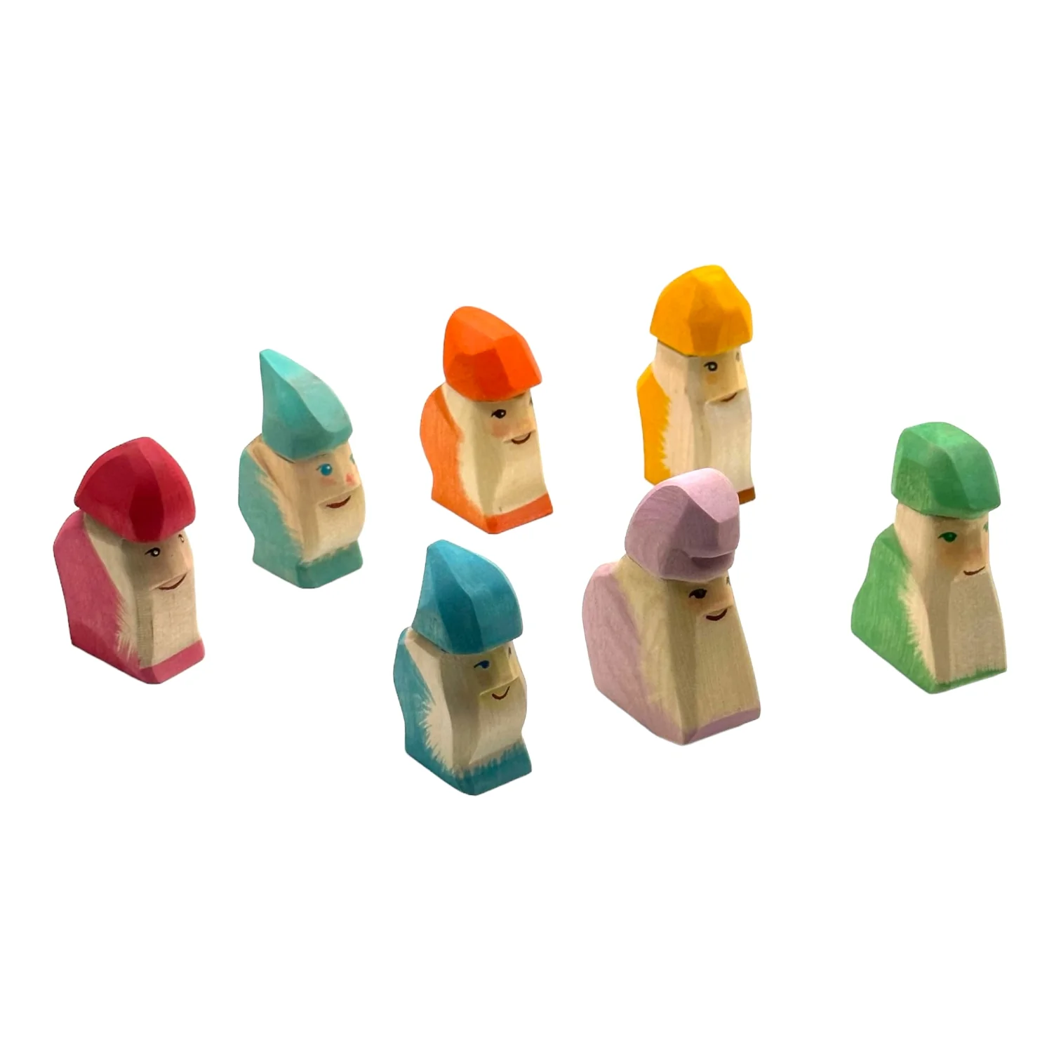 Handcrafted Open Ended Wooden Toy Figure Fairy Tale - Dwarfs 7 pieces - Image 4
