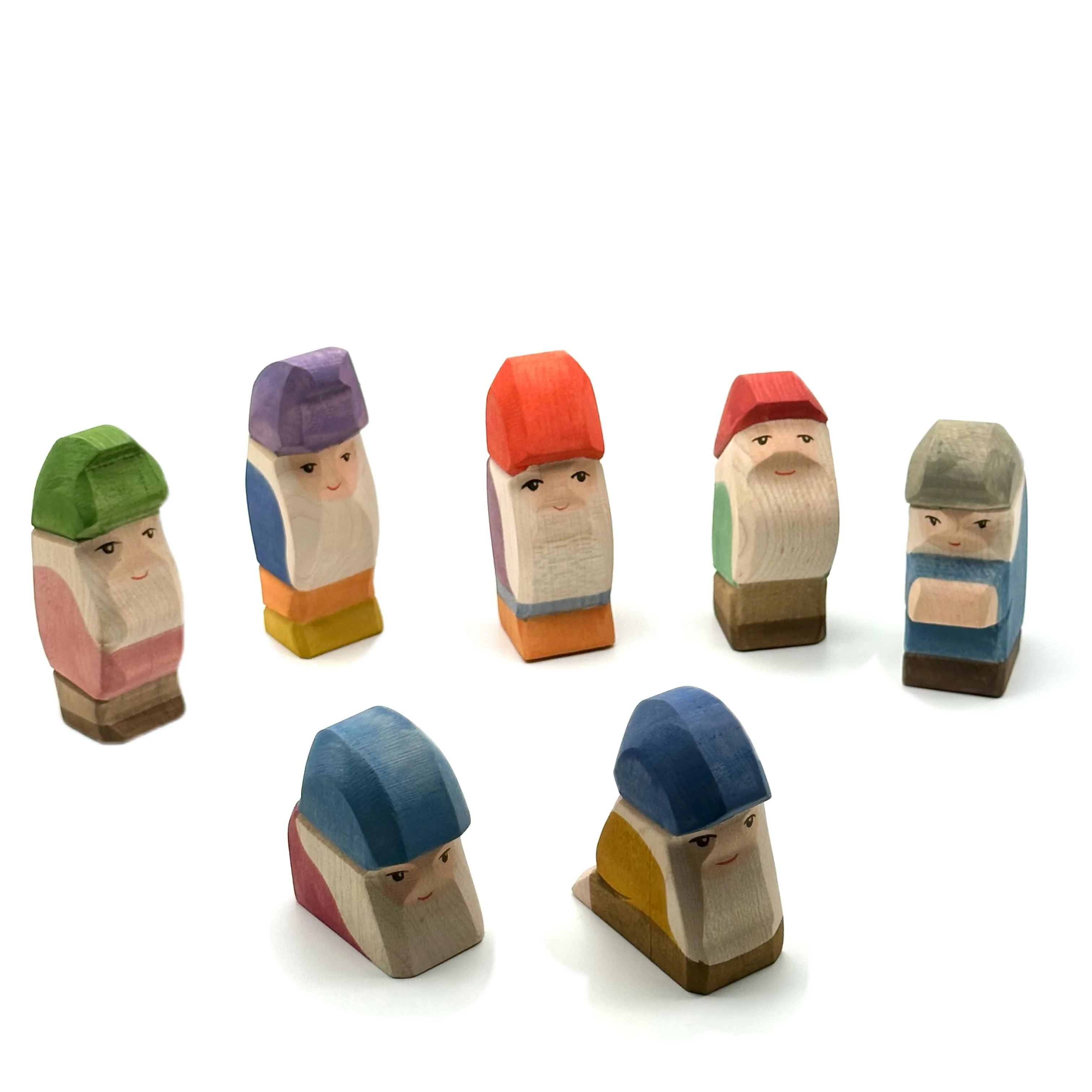Handcrafted Open Ended Wooden Toy Figure Fairy Tale - Dwarfs 7 pieces (new version) - Image 2