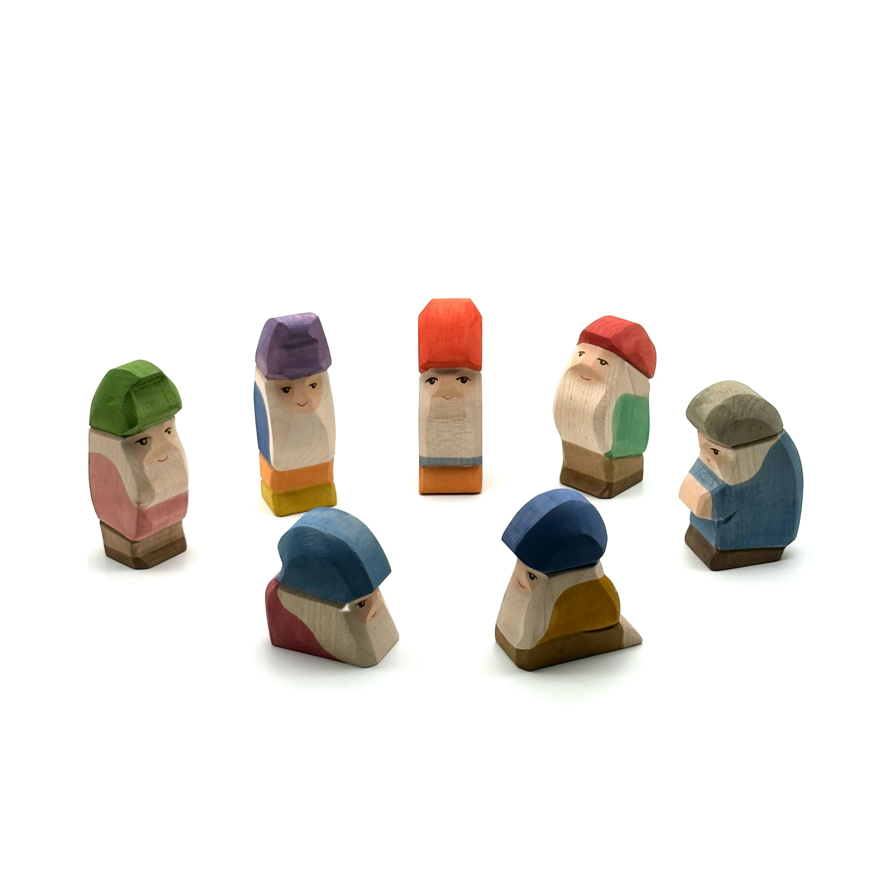 Handcrafted Open Ended Wooden Toy Figure Fairy Tale - Dwarfs 7 pieces (new version) - Image 3