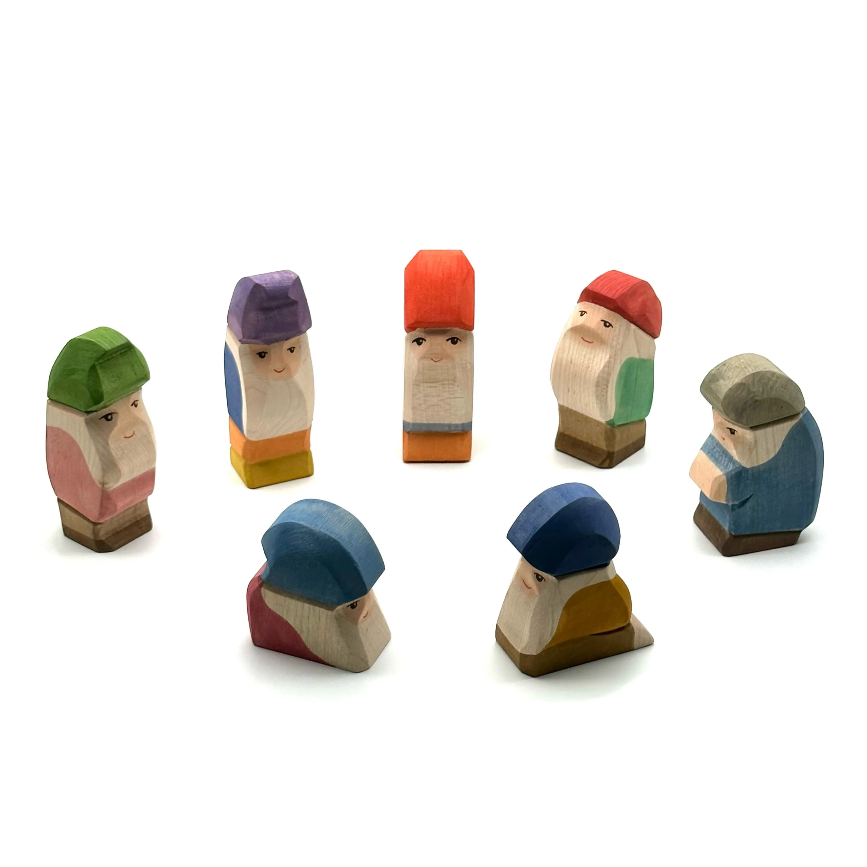 Handcrafted Open Ended Wooden Toy Figure Fairy Tale - Dwarfs 7 pieces (new version) - Image 4