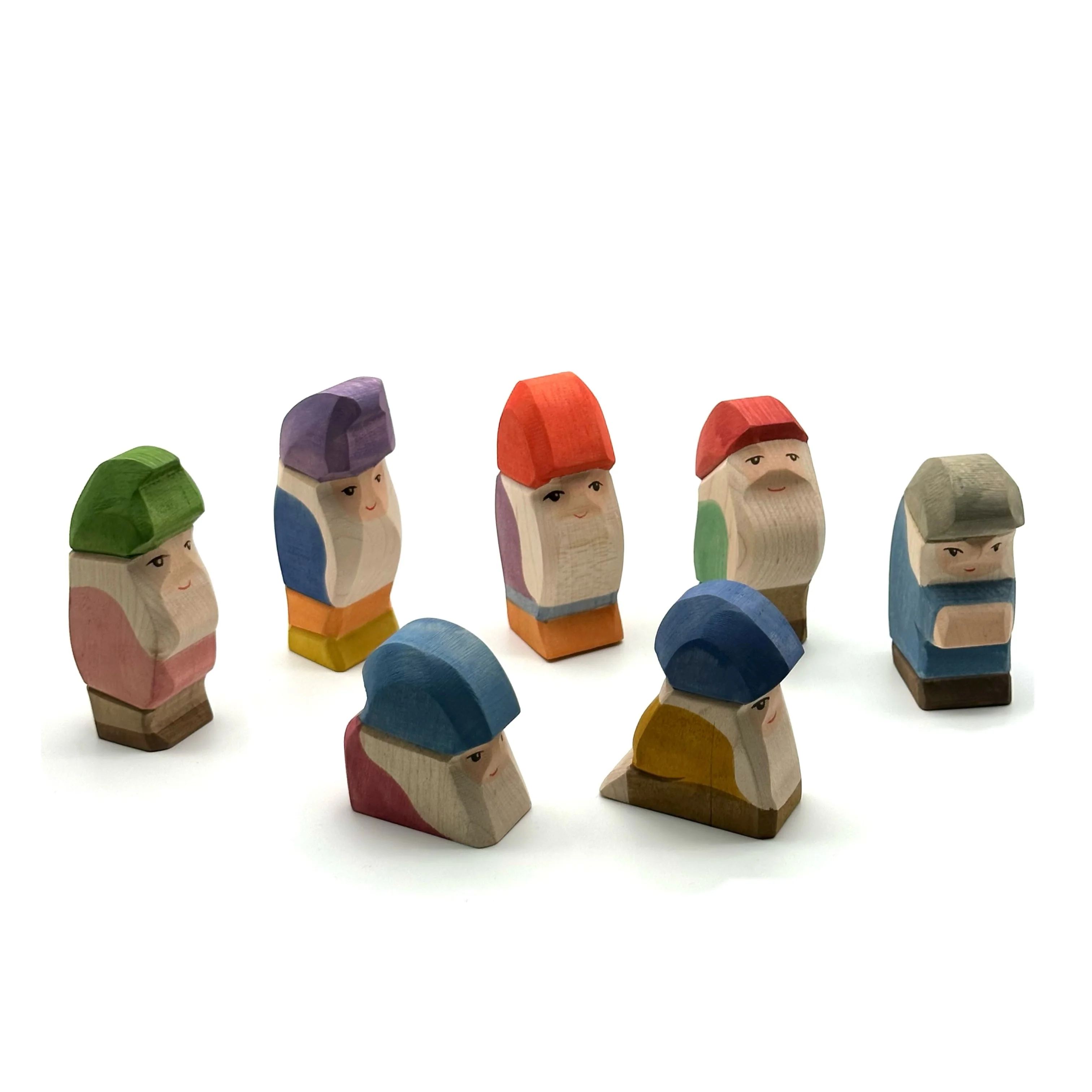 Handcrafted Open Ended Wooden Toy Figure Fairy Tale - Dwarfs 7 pieces (new version) - Image 5