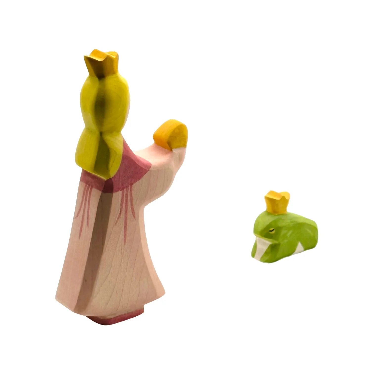 Handcrafted Open Ended Wooden Toy Figure Fairy Tale - Frog King and Princess - Image 2
