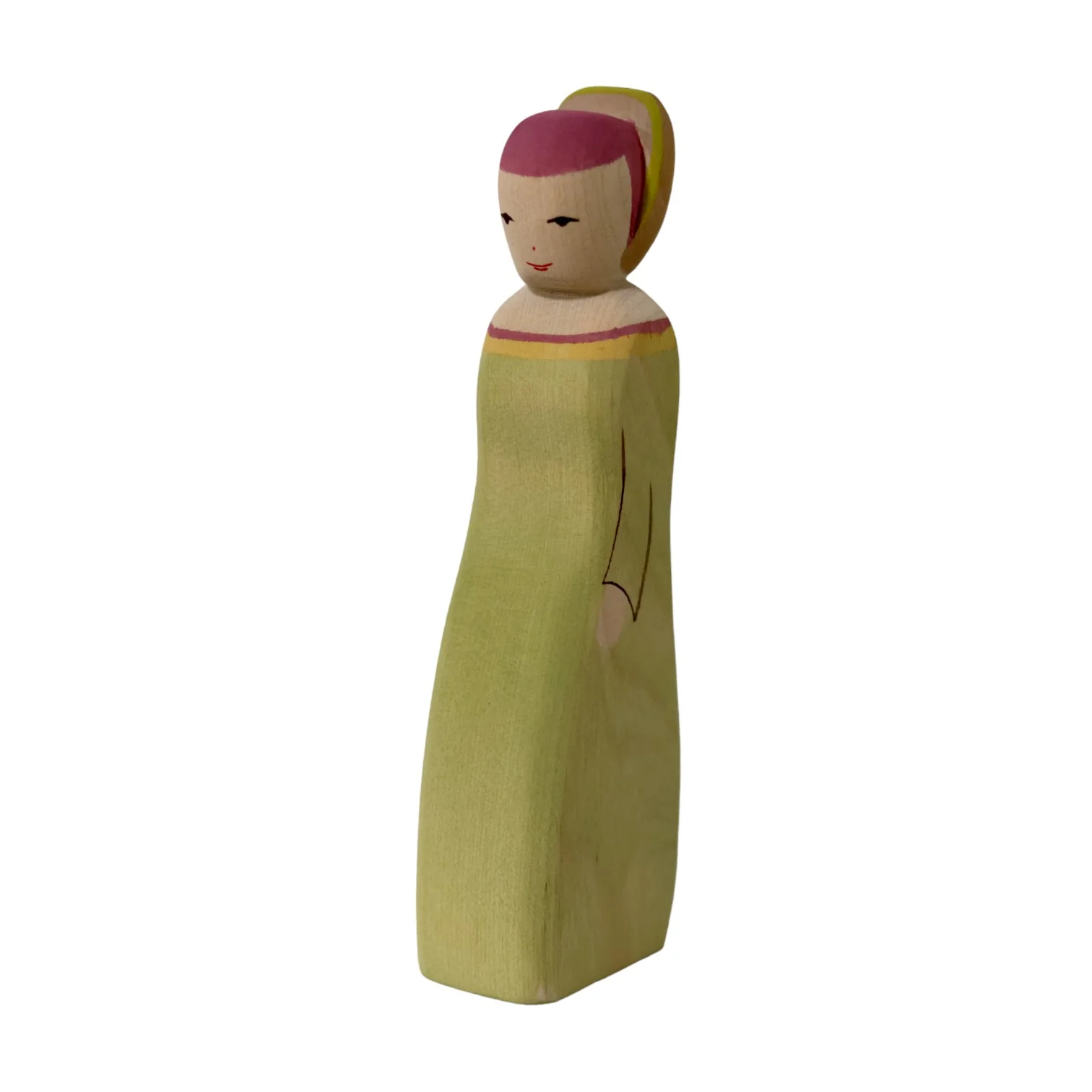 Handcrafted Open Ended Wooden Toy Figure Fairy Tale - Green Lady in Waiting - Image 2