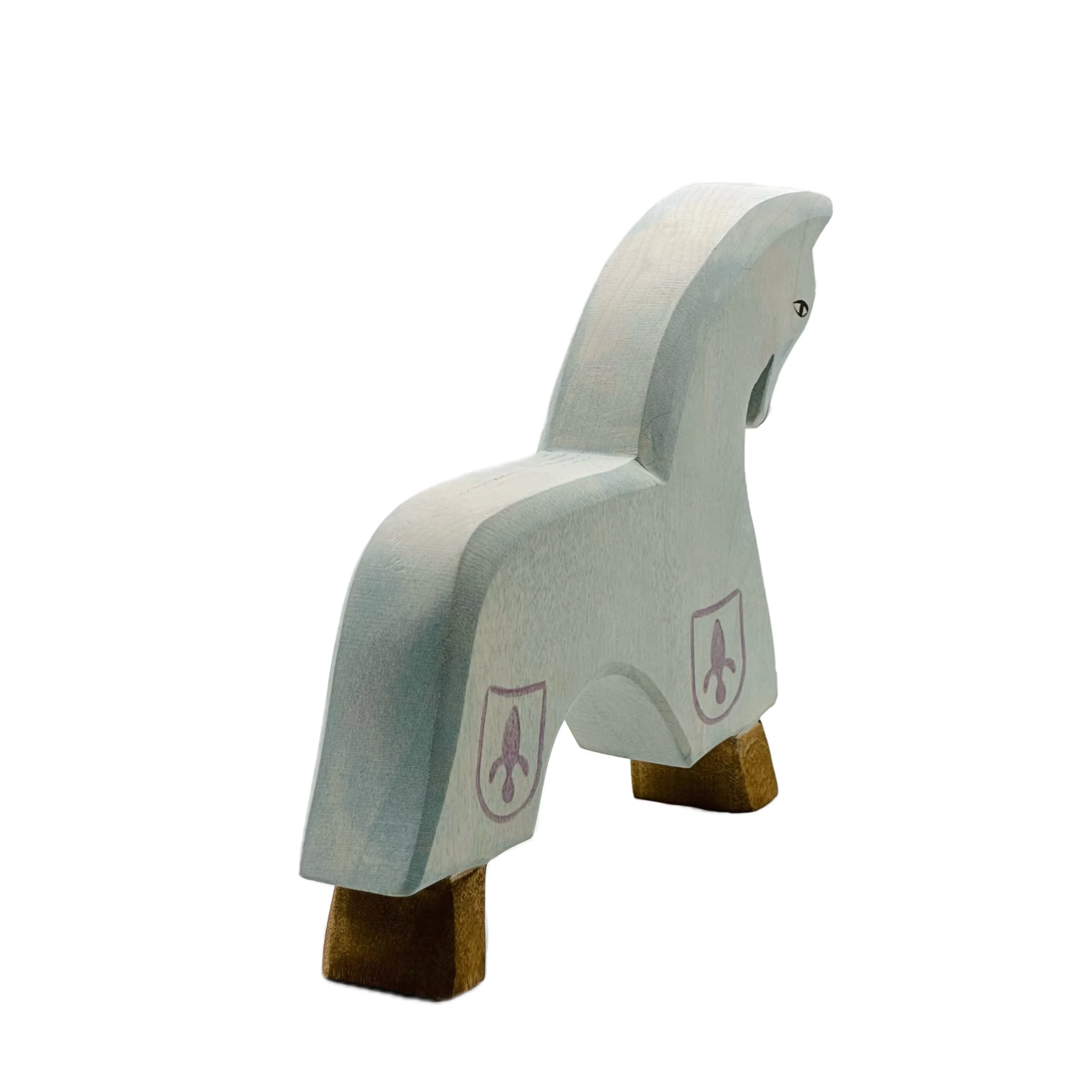 Handcrafted Open Ended Wooden Toy Figure Fairy Tale - Horse for Knight blue - Image 4