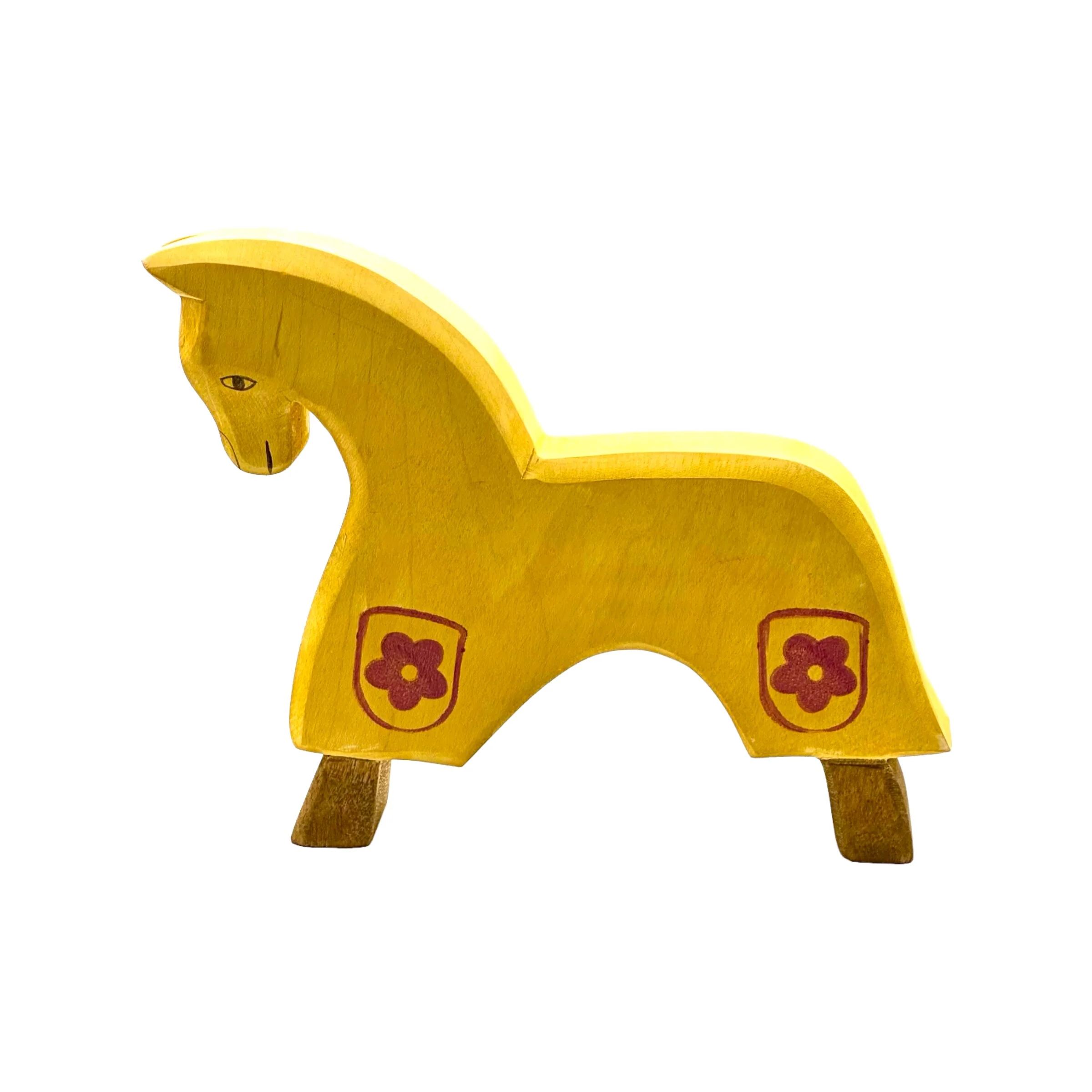 Handcrafted Open Ended Wooden Toy Figure Fairy Tale - Horse for Knight yellow