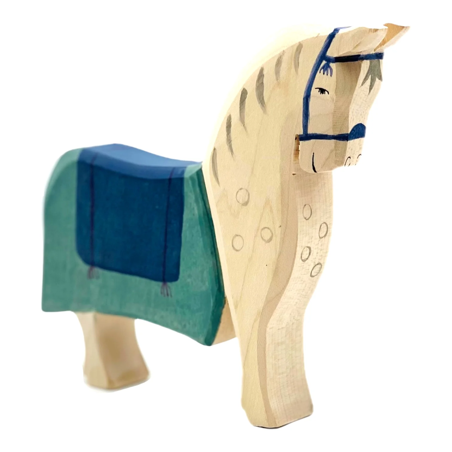 Handcrafted Open Ended Wooden Toy Figure Fairy Tale - Horse with Saddle - Image 3