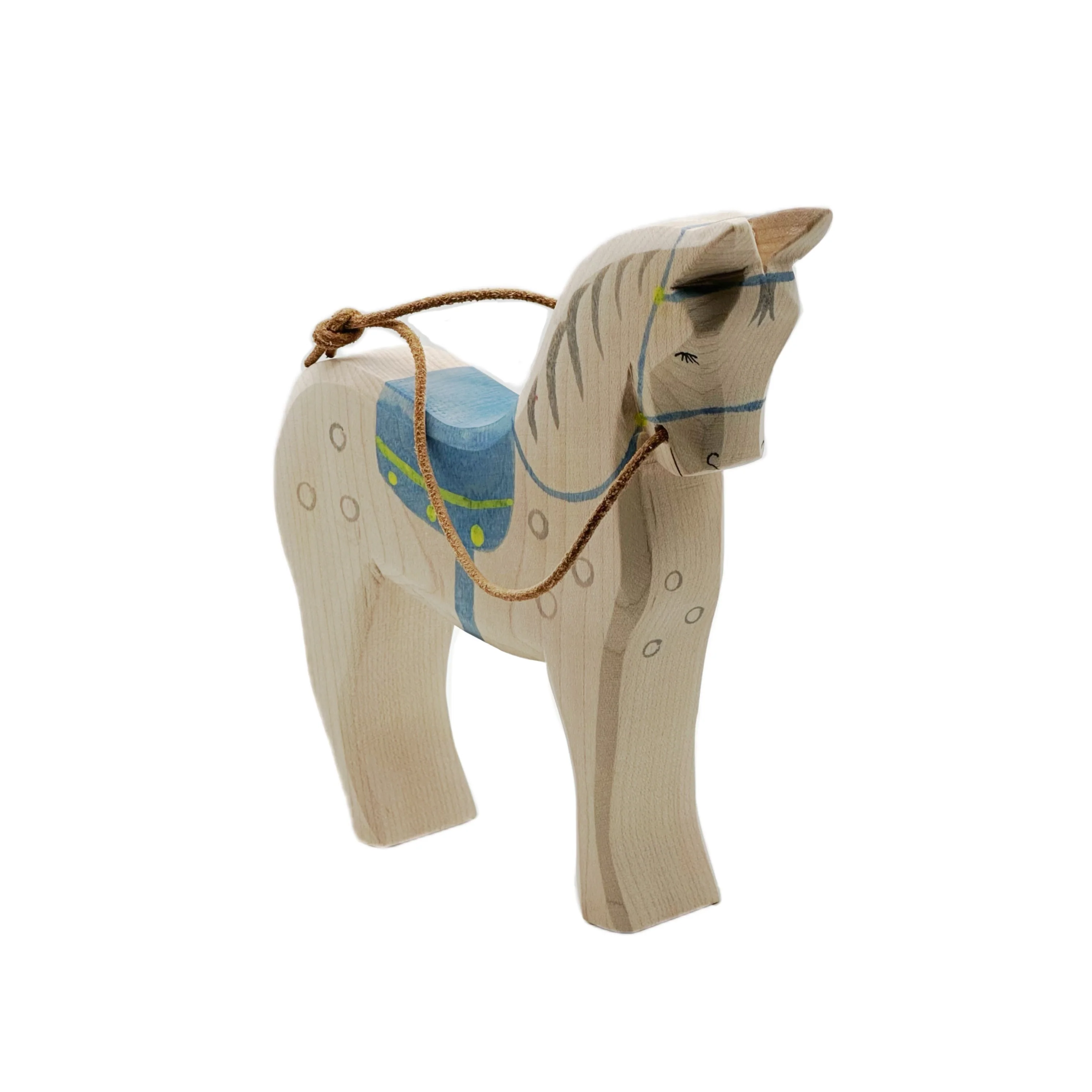 Handcrafted Open Ended Wooden Toy Figure Fairy Tale - Horse with Saddle II - Image 3
