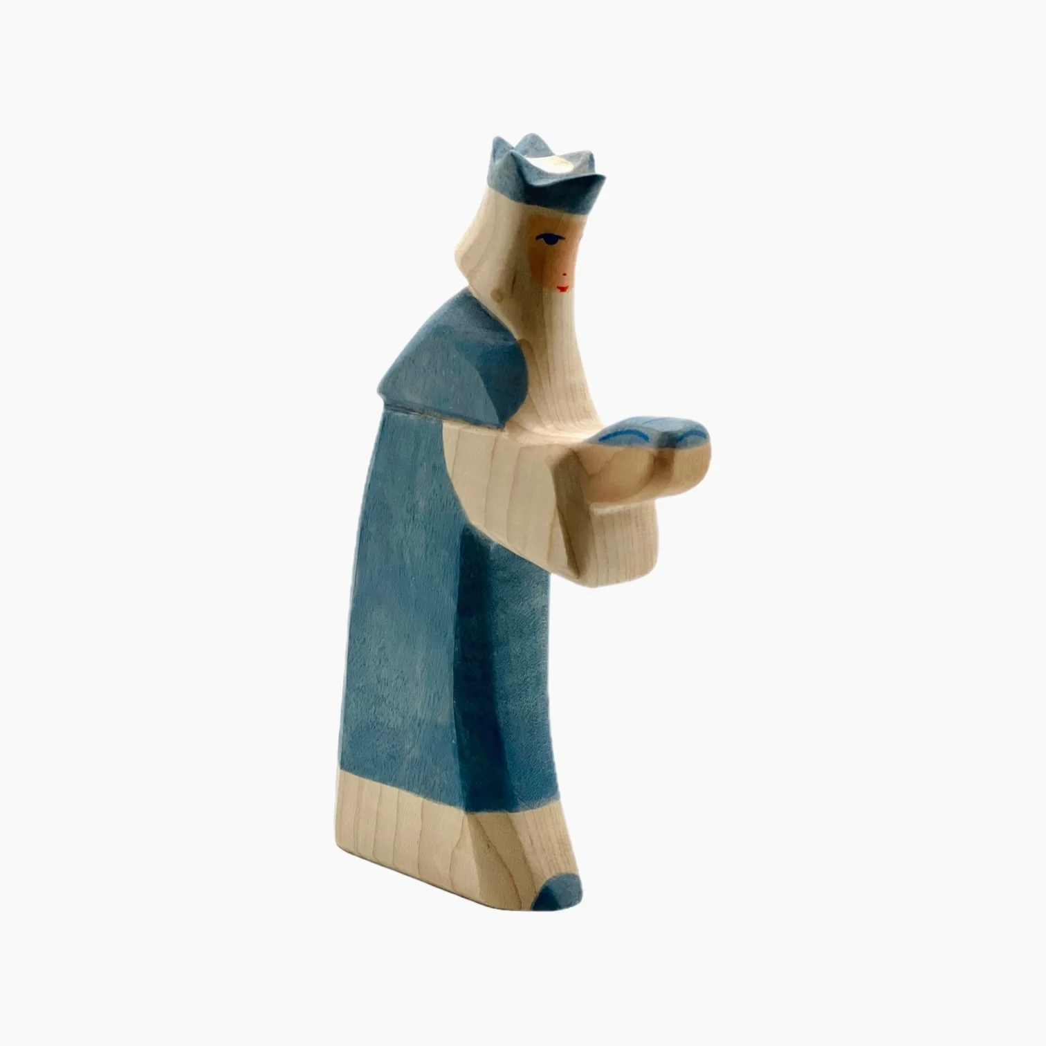 Handcrafted Open Ended Wooden Toy Figure Fairy Tale - King Blue
