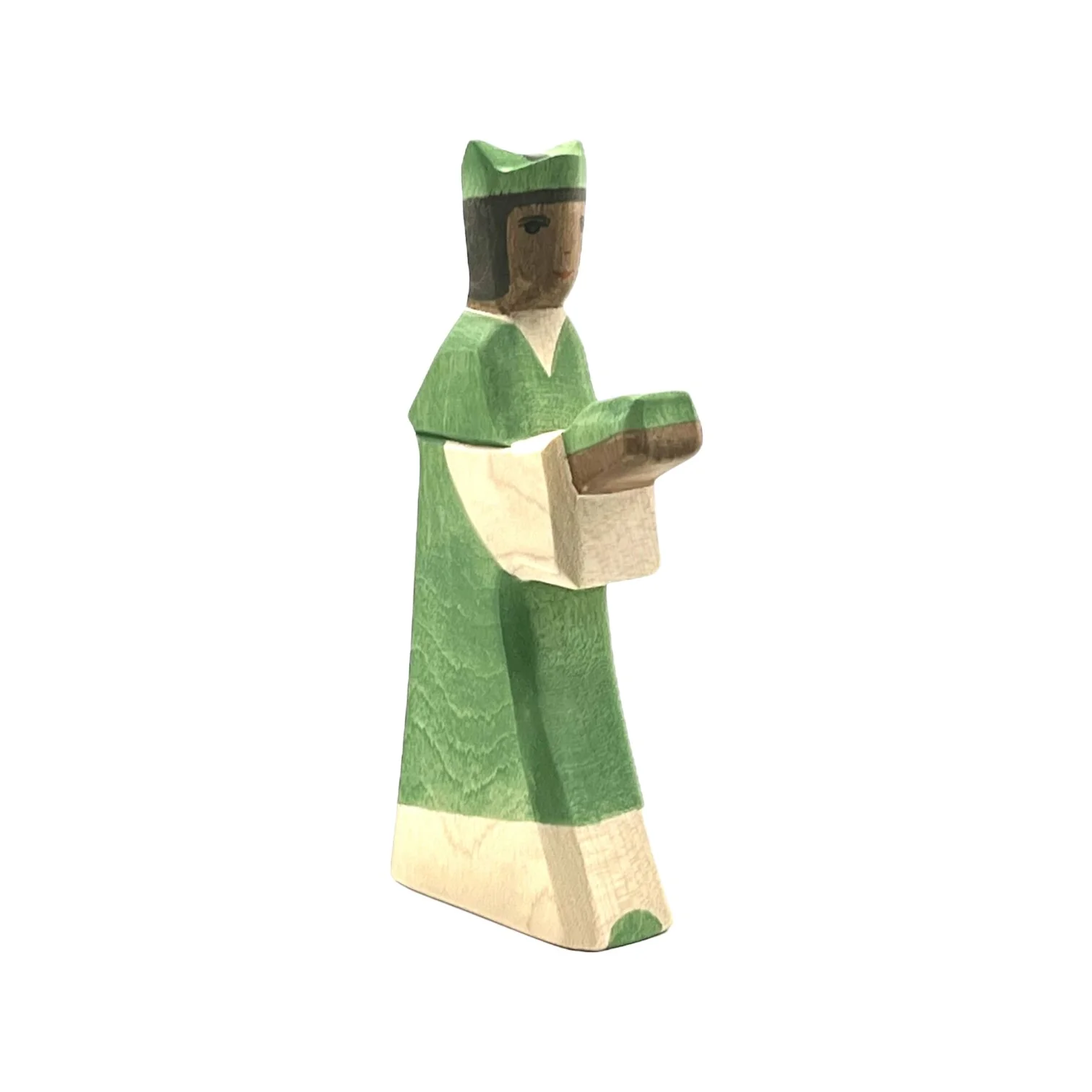 Handcrafted Open Ended Wooden Toy Figure Fairy Tale - King green - Image 2