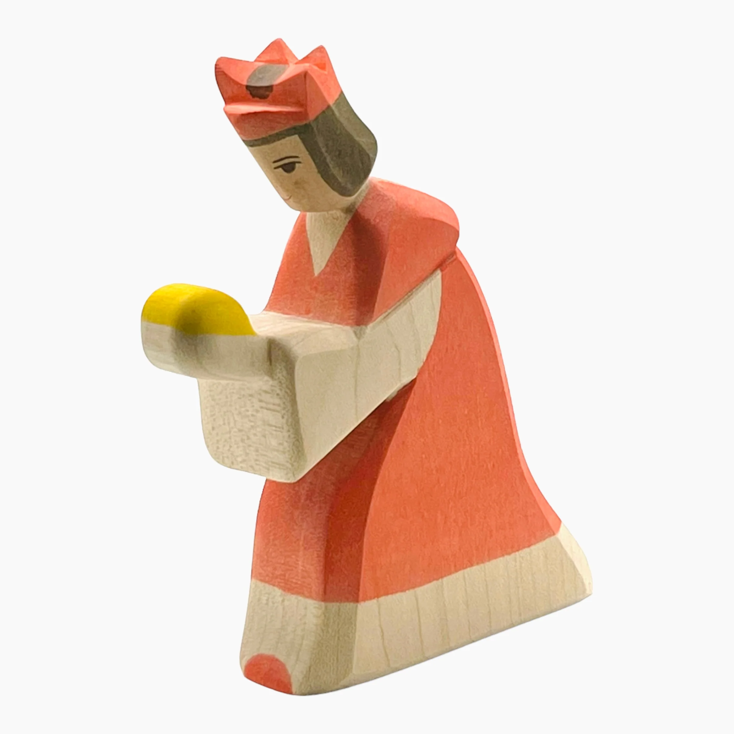 Handcrafted Open Ended Wooden Toy Figure Fairy Tale - King Red