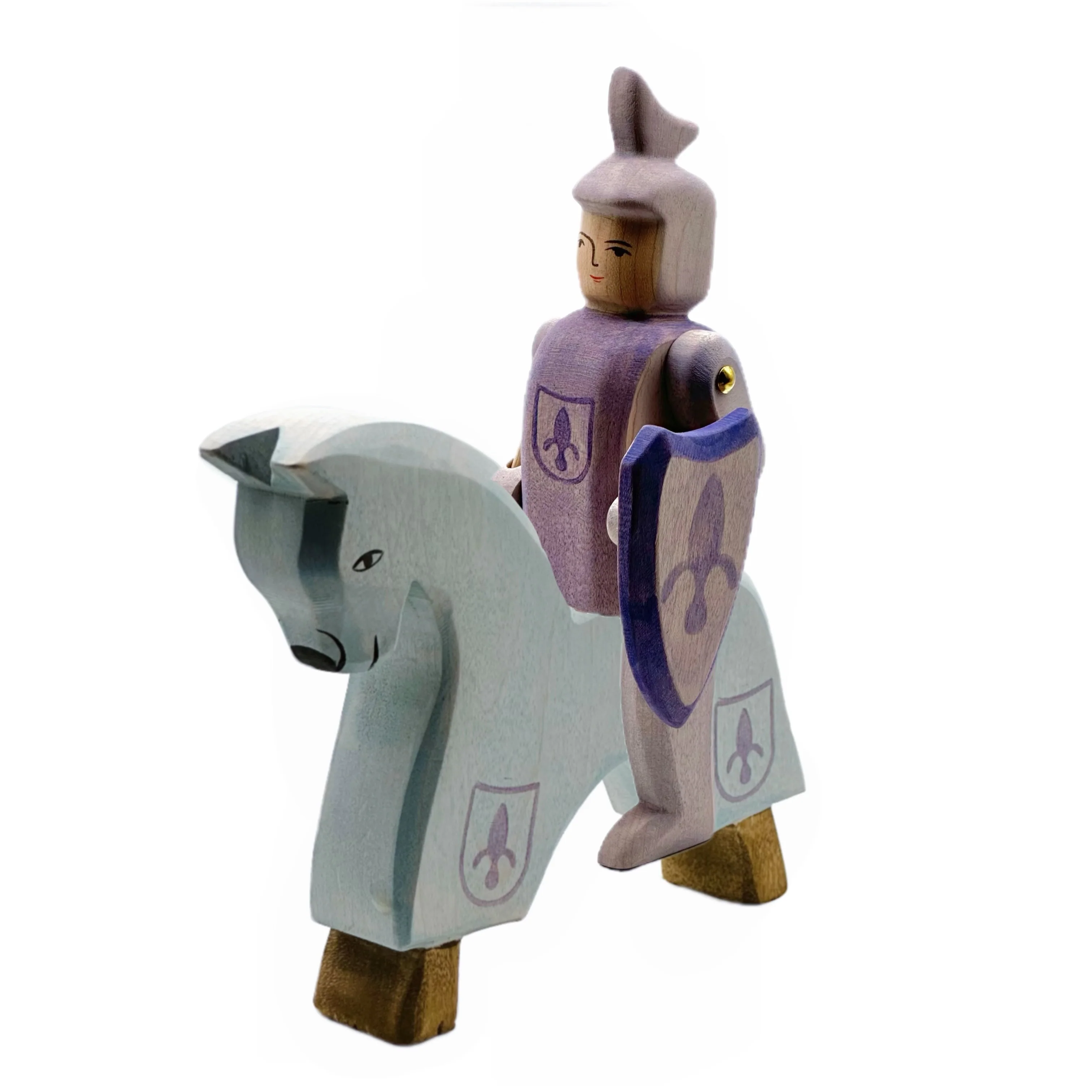 Handcrafted Open Ended Wooden Toy Figure Fairy Tale - Knight riding blue ONLY - Image 4