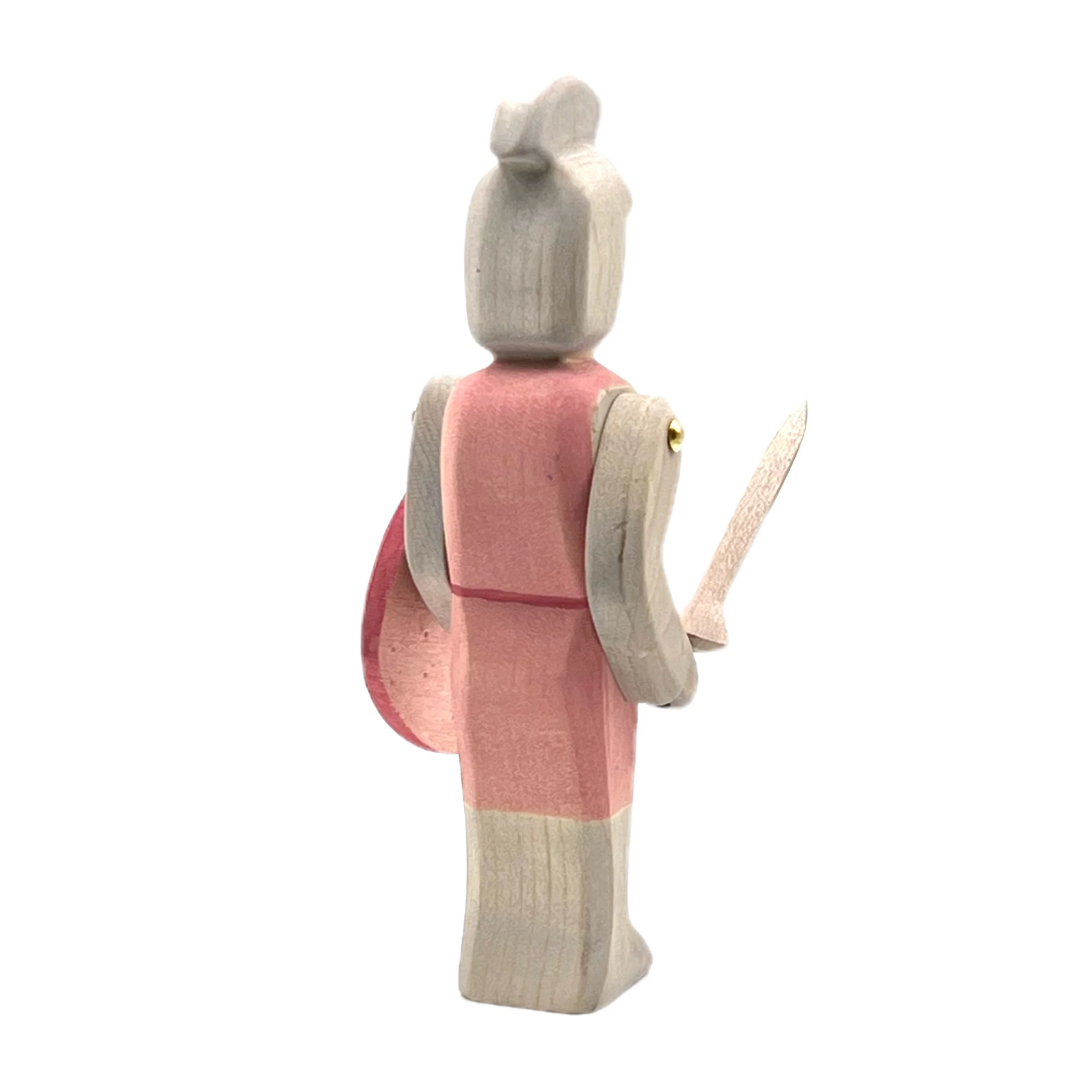 Handcrafted Open Ended Wooden Toy Figure Fairy Tale - Knight standing red with sword - Image 4