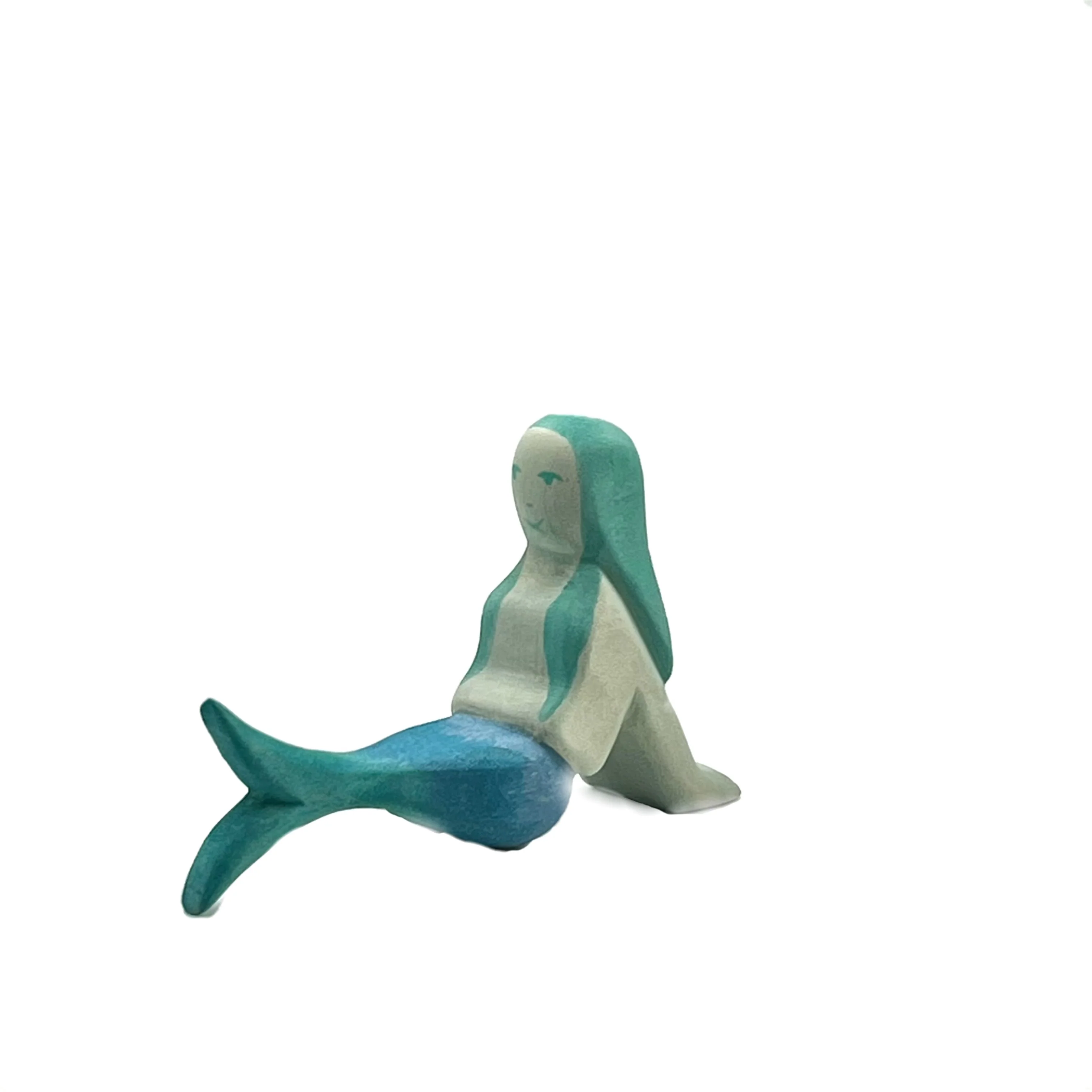 Handcrafted Open Ended Wooden Toy Figure Fairy Tale - Mermaid lying