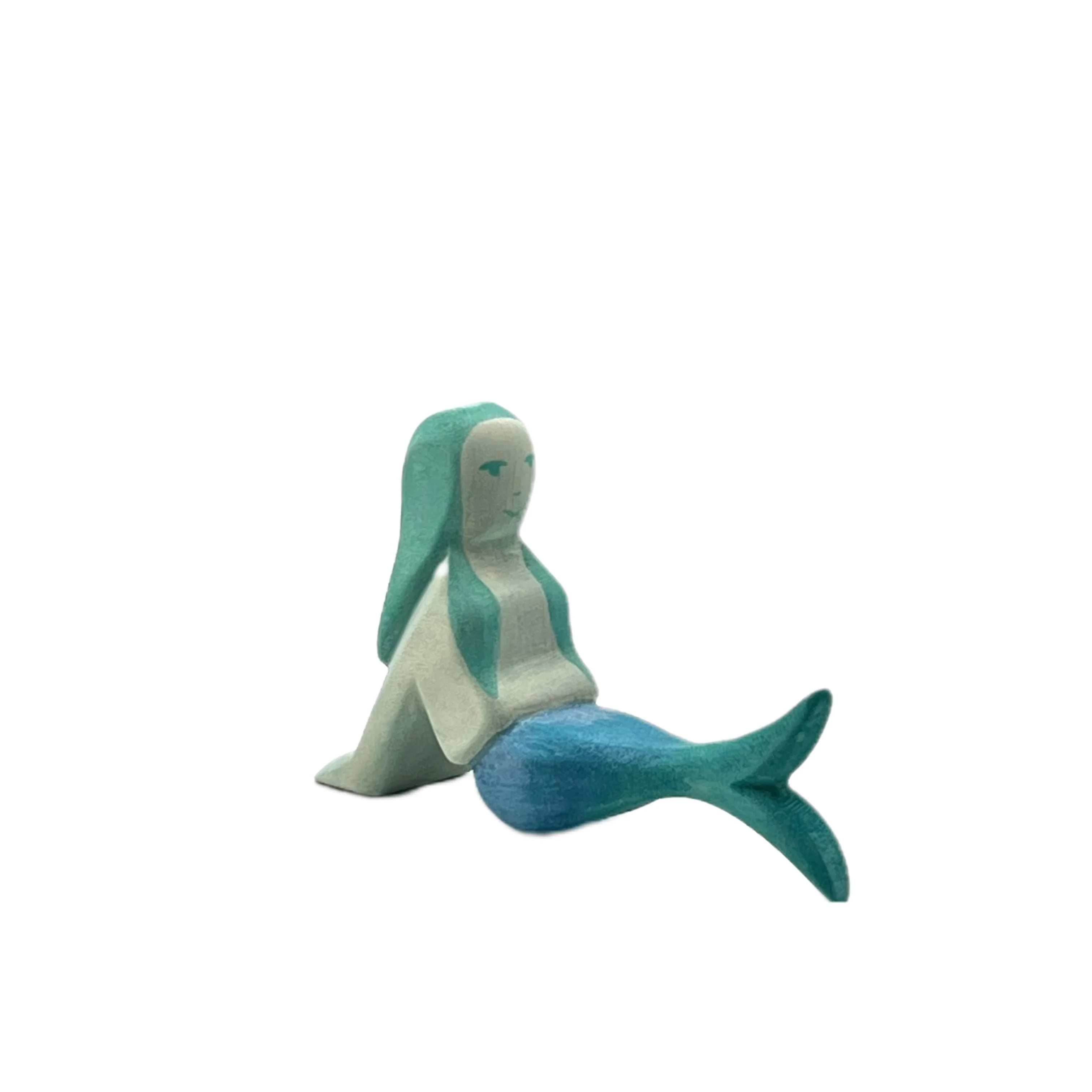Handcrafted Open Ended Wooden Toy Figure Fairy Tale - Mermaid lying - Image 2