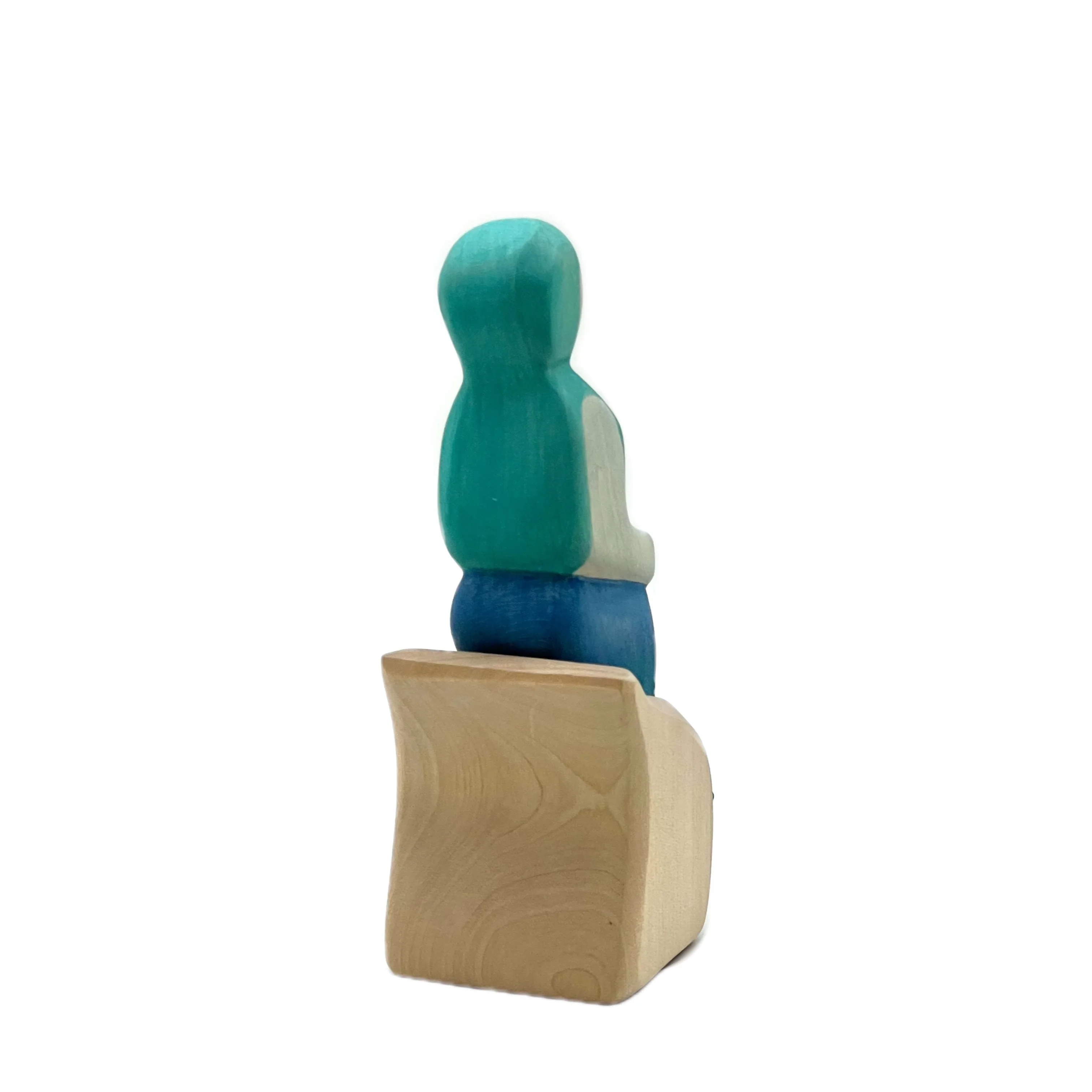 Handcrafted Open Ended Wooden Toy Figure Fairy Tale - Mermaid sitting 2 pieces - Image 4