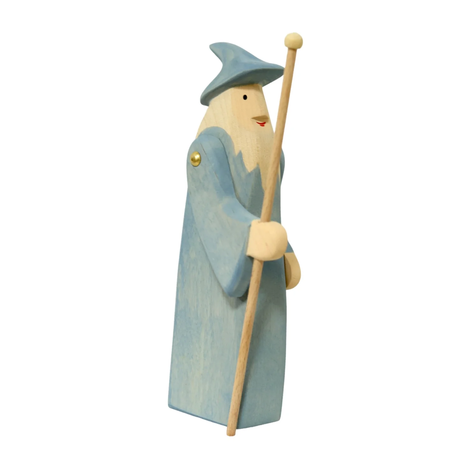 Handcrafted Open Ended Wooden Toy Figure Fairy Tale - Wizard with Staff - Image 2