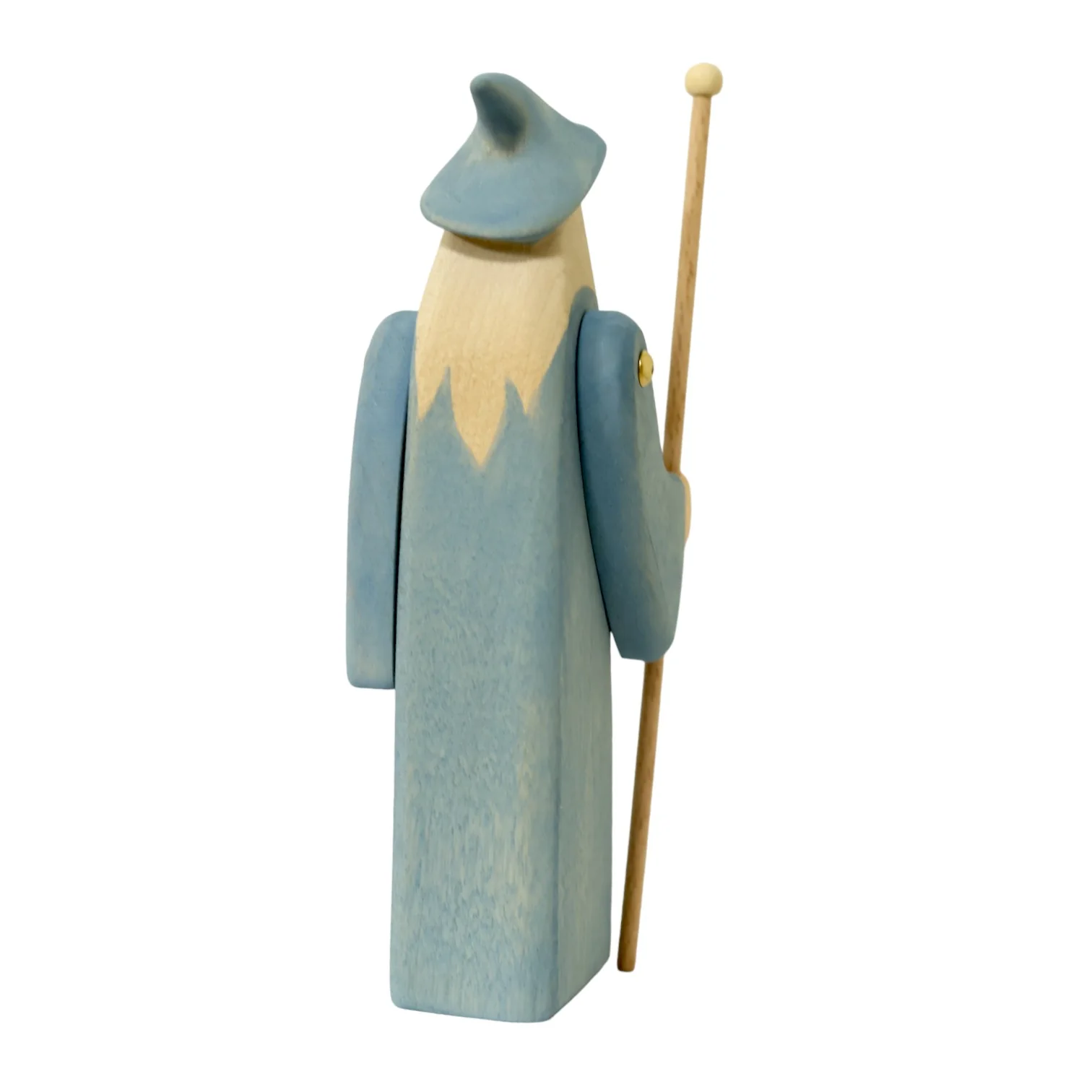 Handcrafted Open Ended Wooden Toy Figure Fairy Tale - Wizard with Staff - Image 4