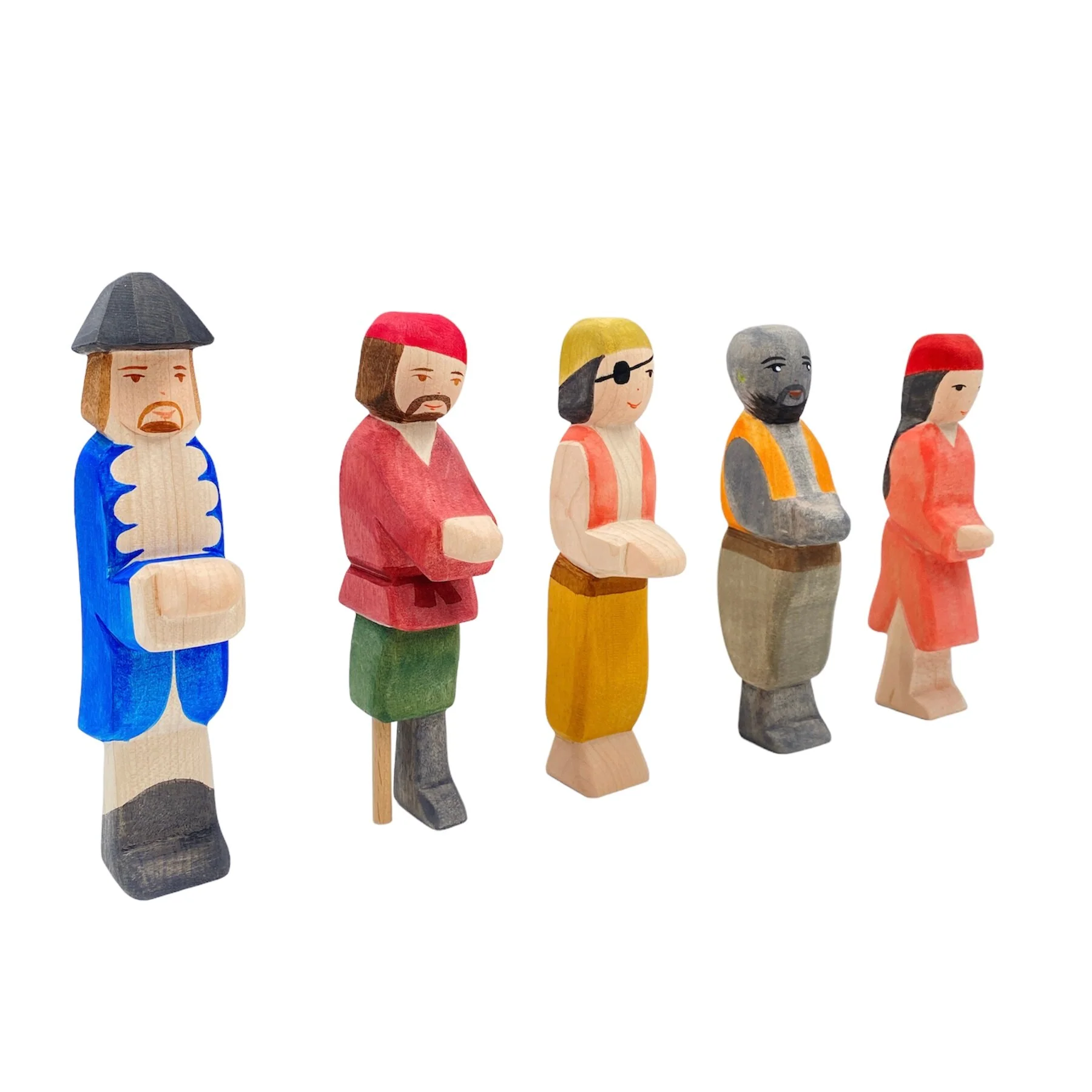 Handcrafted Open Ended Wooden Toy Figure Fairy Tale - 5 Pieces Pirates Set - Image 3