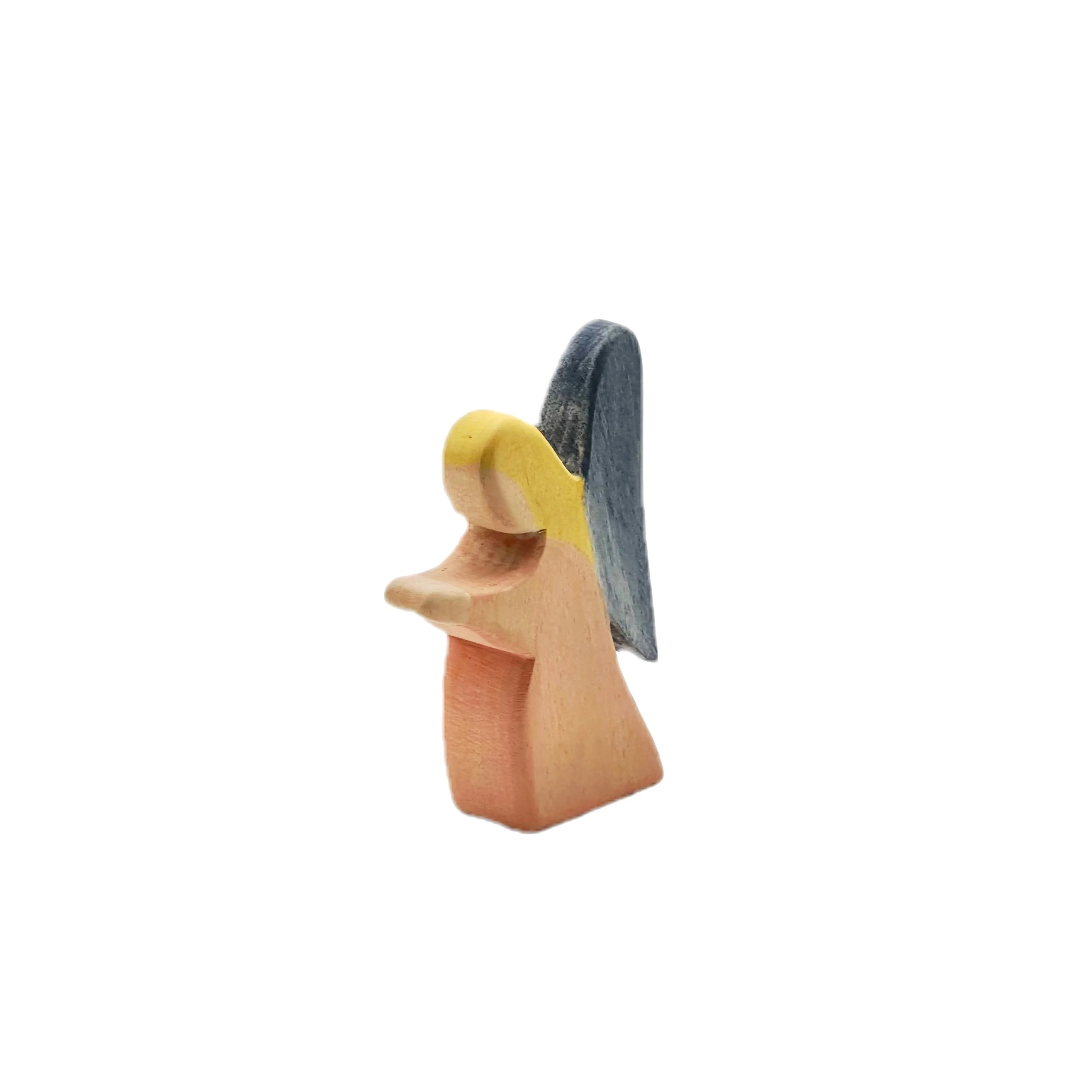 Handcrafted Open Ended Wooden Toy Figure Family - Angel Kneeling Red - Image 4