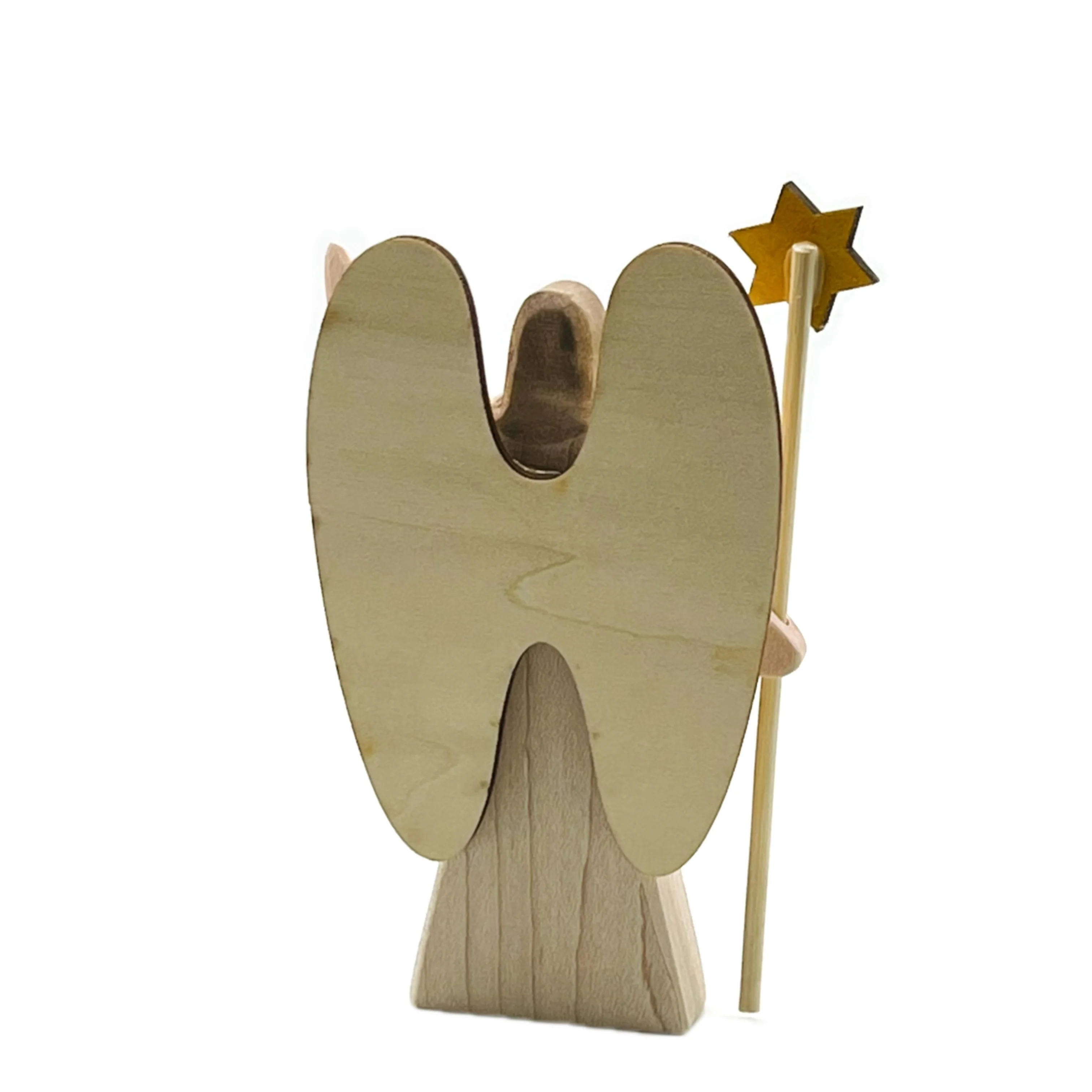 Handcrafted Open Ended Wooden Toy Figure Family - Angel with Star 2 pieces (Small) - Image 2