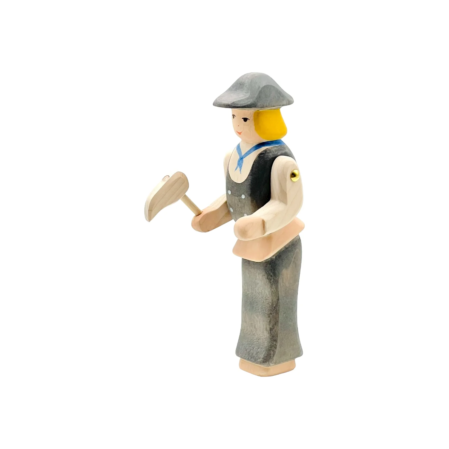 Handcrafted Open Ended Wooden Toy Figure Family - Carpenter (Dark Gray)