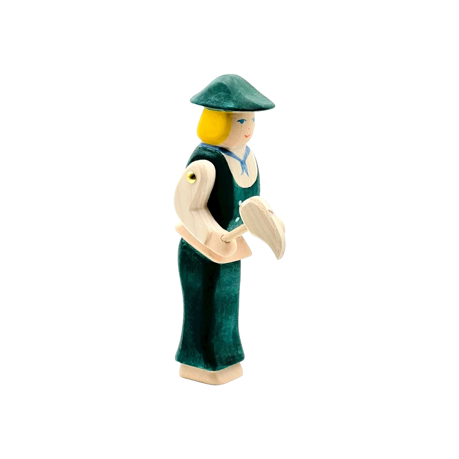 Handcrafted Open Ended Wooden Toy Figure Family - Carpenter (Dark Green) - Image 2