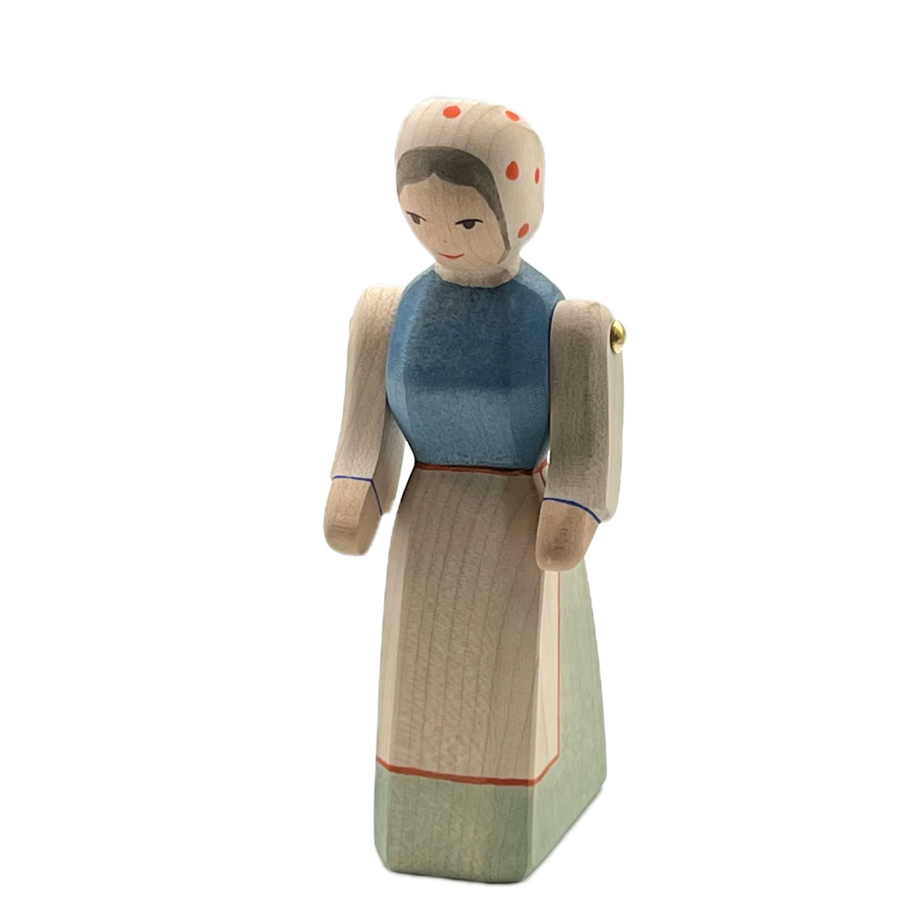 Handcrafted Open Ended Wooden Toy Figure Family - Farm Wife - Image 2