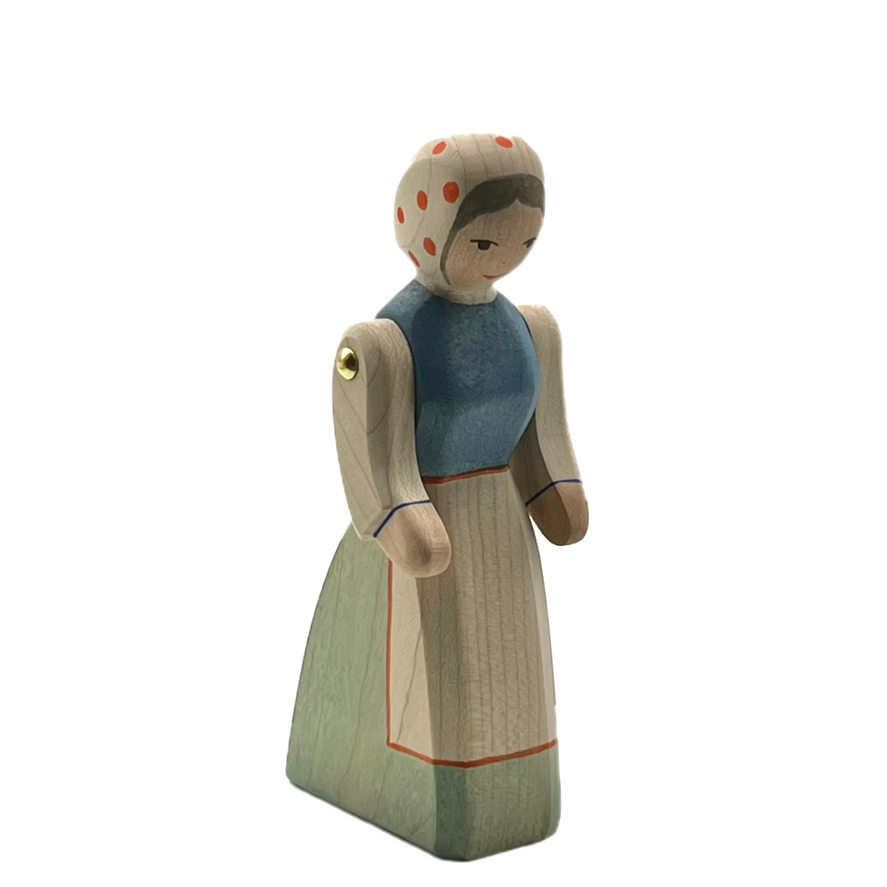 Handcrafted Open Ended Wooden Toy Figure Family - Farm Wife - Image 3