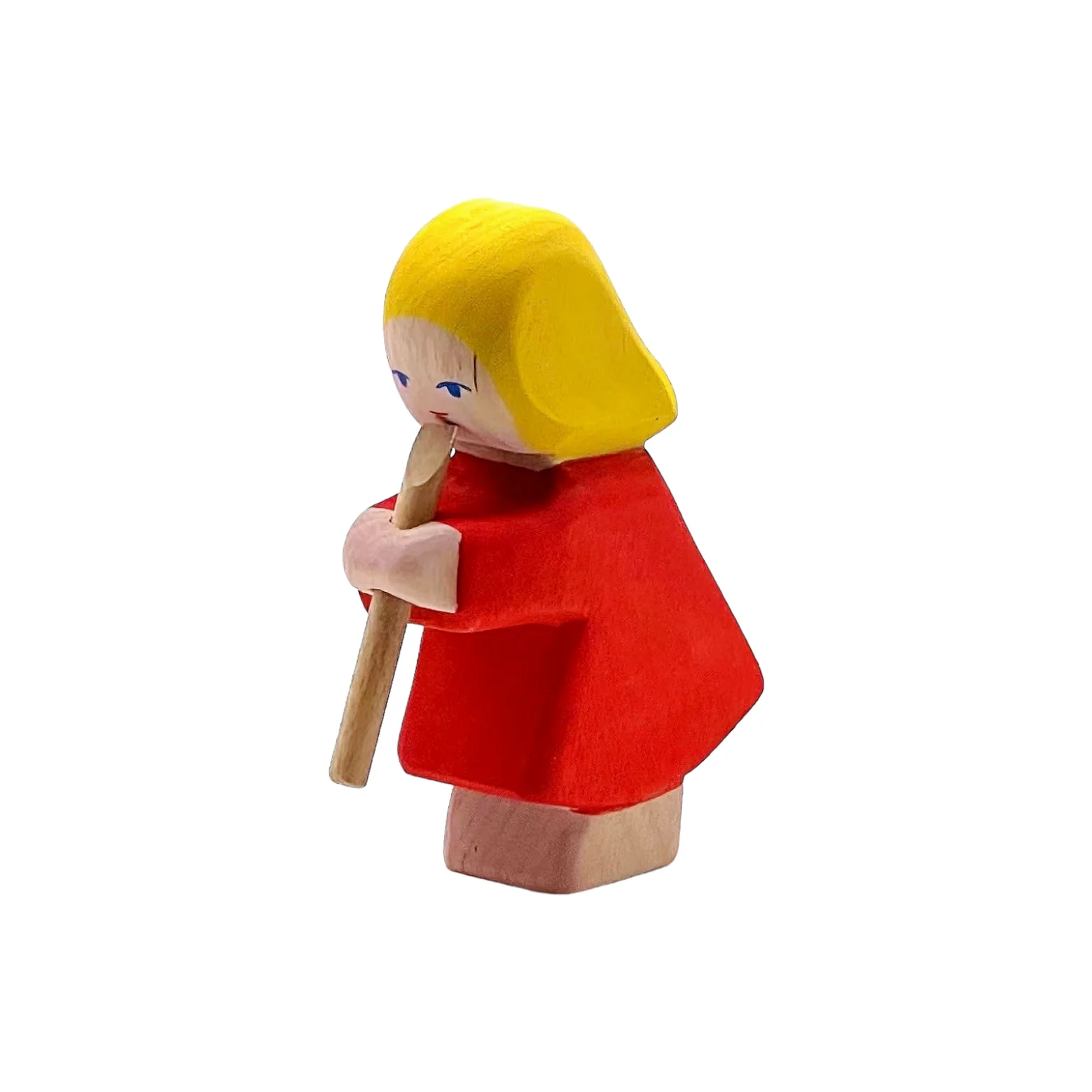 Handcrafted Open Ended Wooden Toy Figure Family - Girl Playing Flute