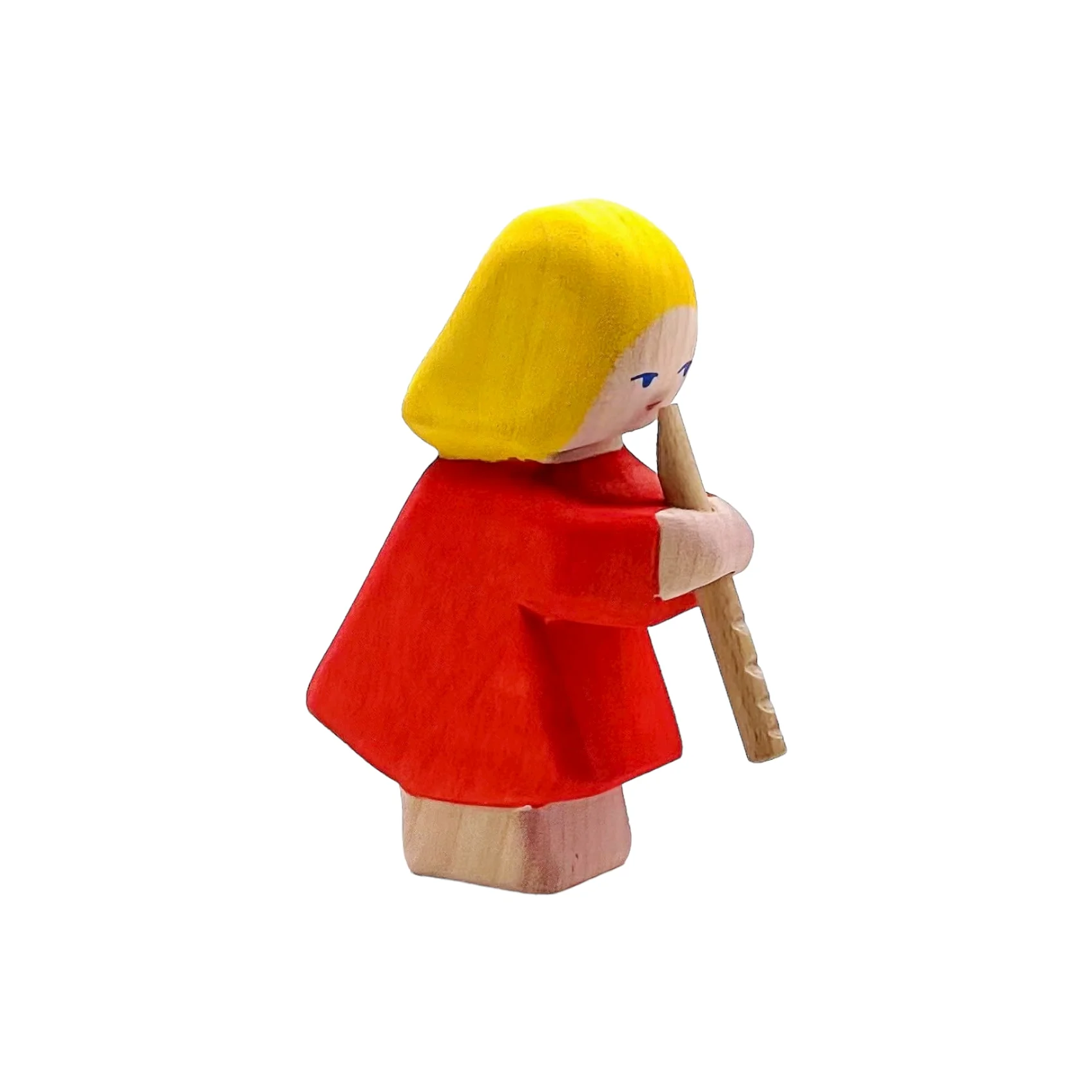Handcrafted Open Ended Wooden Toy Figure Family - Girl Playing Flute - Image 2