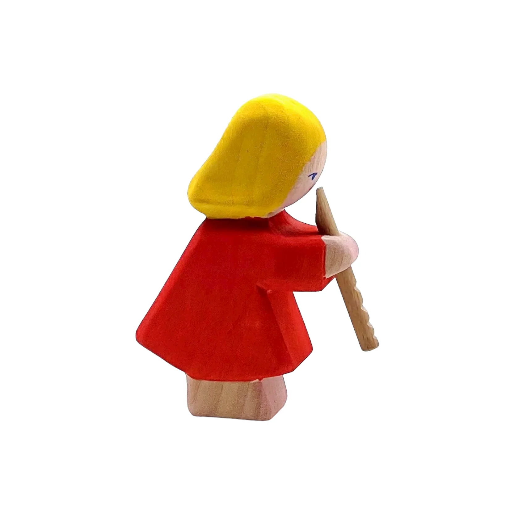 Handcrafted Open Ended Wooden Toy Figure Family - Girl Playing Flute - Image 3