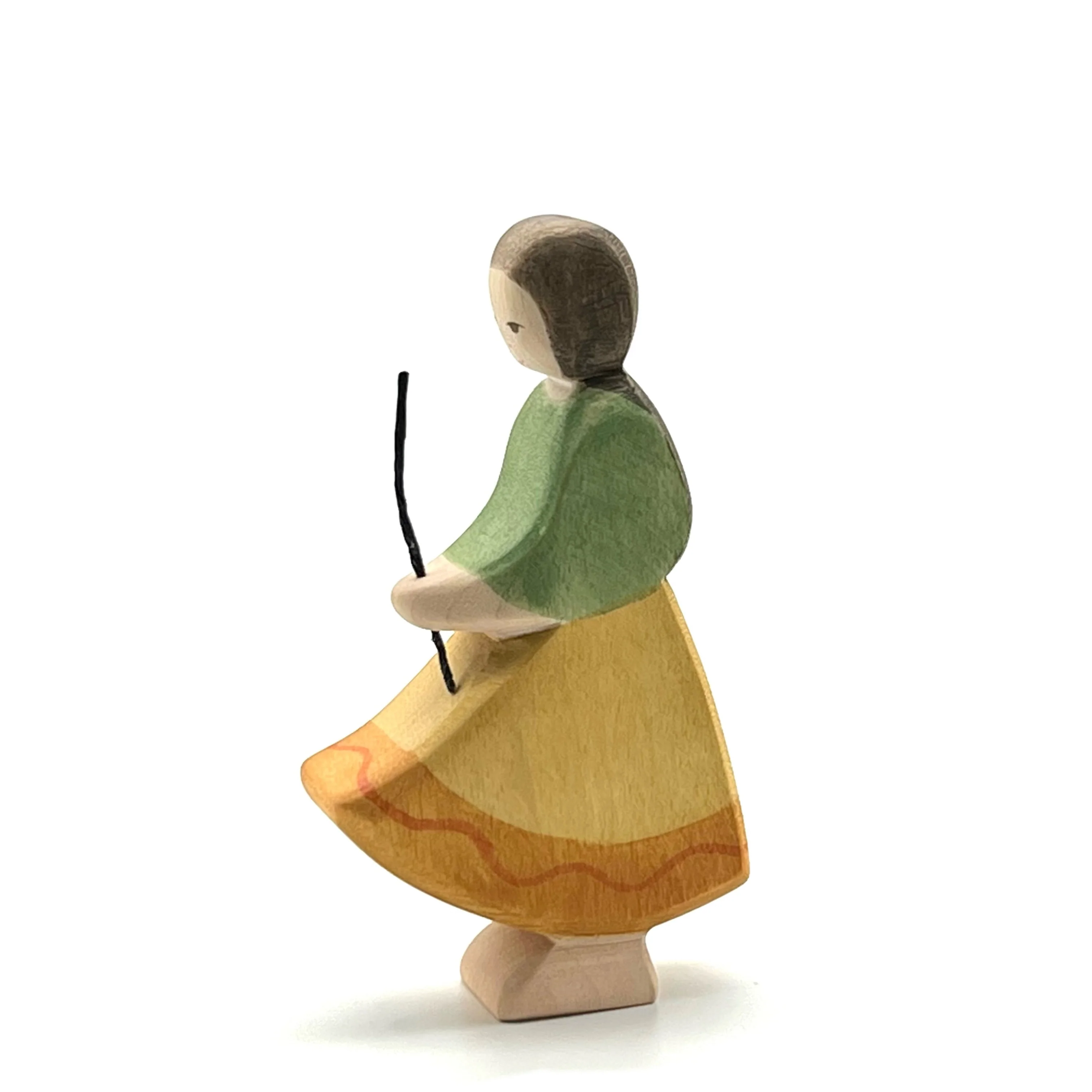 Handcrafted Open Ended Wooden Toy Figure Family - Goose Girl - Image 3
