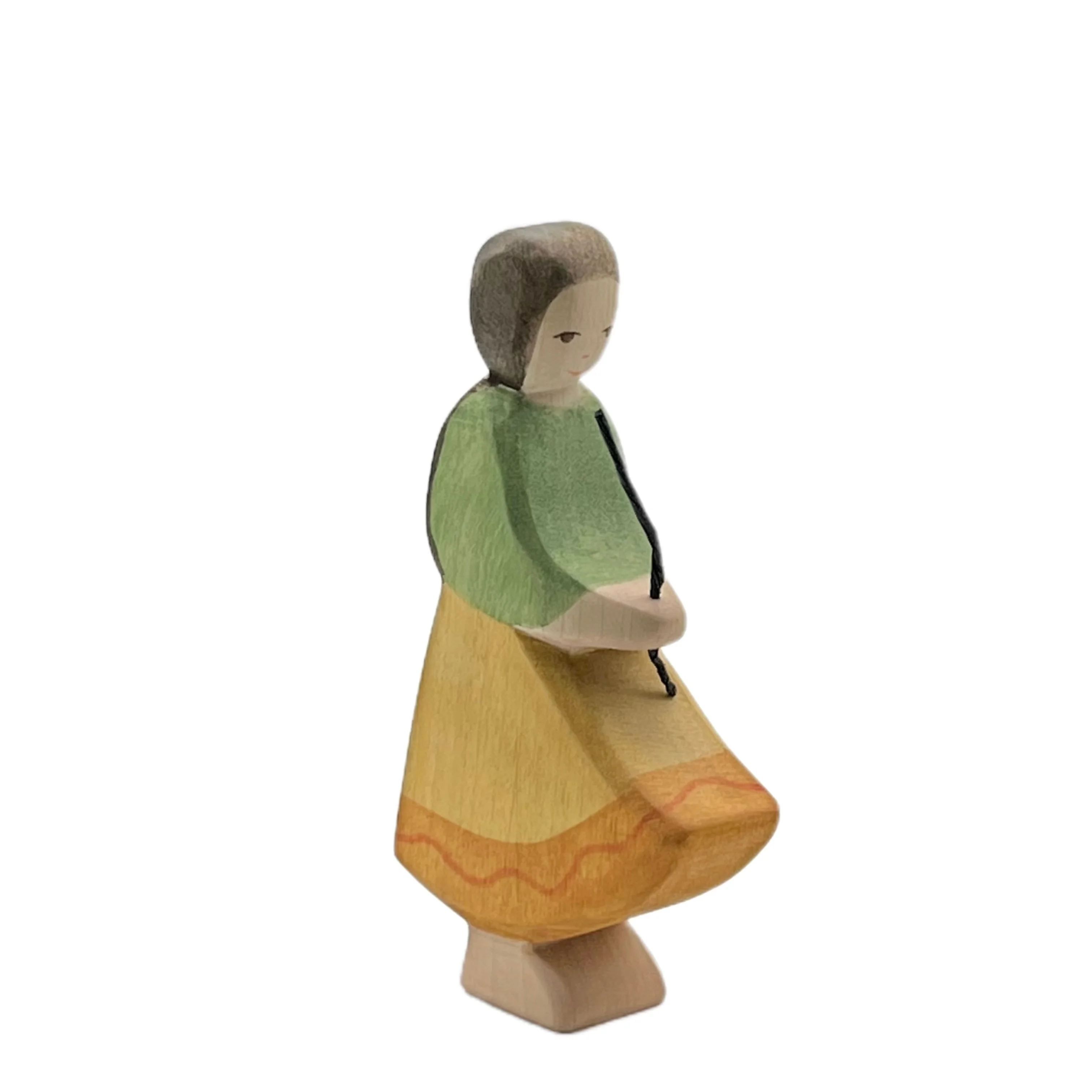 Handcrafted Open Ended Wooden Toy Figure Family - Goose Girl - Image 4
