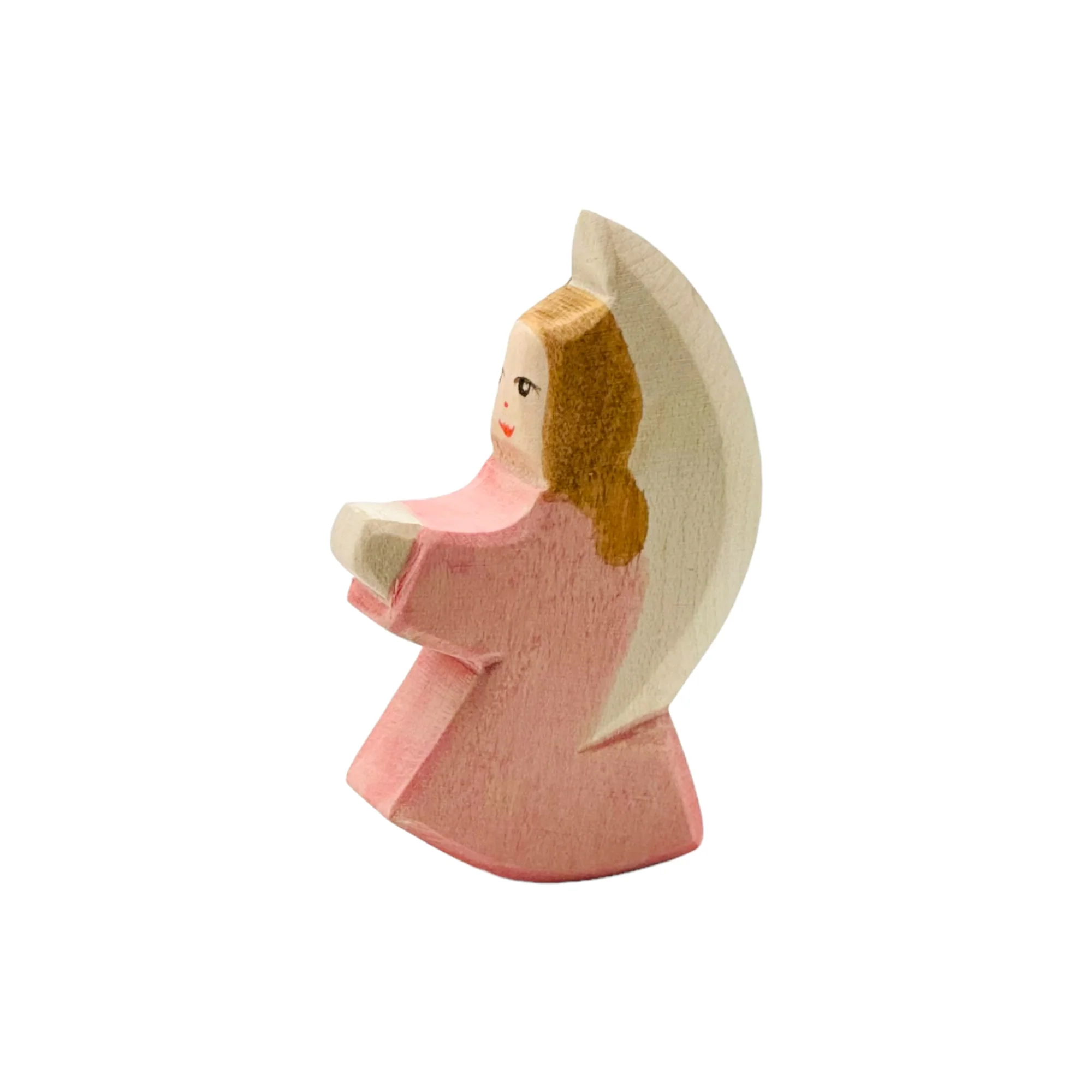 Handcrafted Open Ended Wooden Toy Figure Family - Little Angel Pink - Image 3