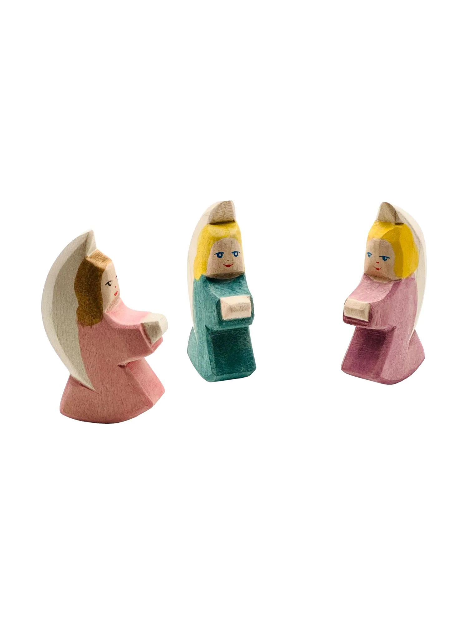 Handcrafted Open Ended Wooden Toy Figure Family - Little Angel Pink - Image 5