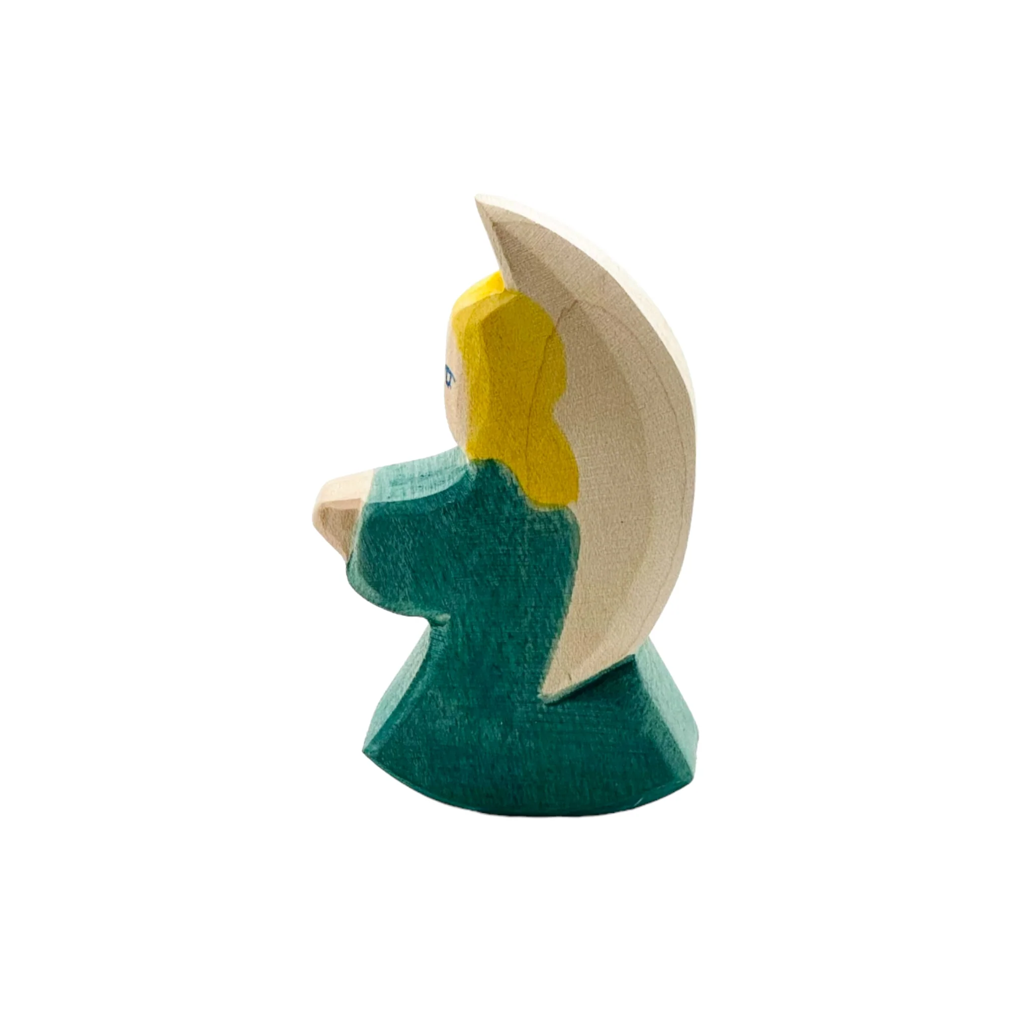 Handcrafted Open Ended Wooden Toy Figure Family - Little Angel Turquoise - Image 4