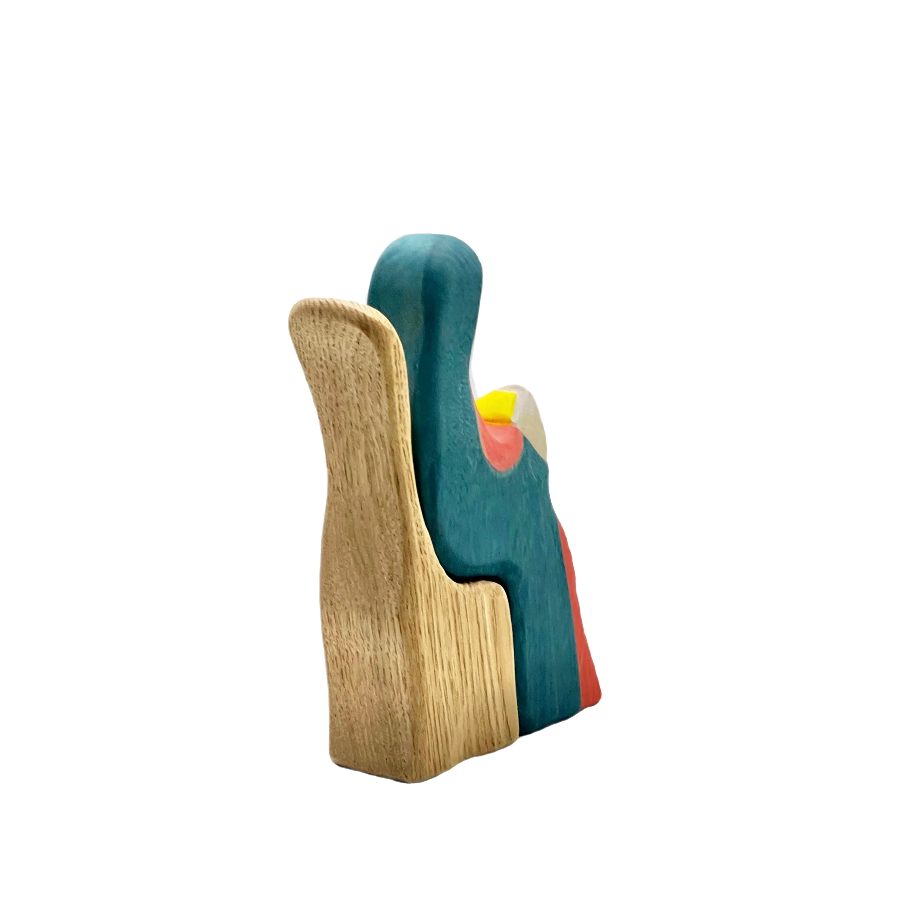 Handcrafted Open Ended Wooden Toy Figure Family - Mary on Throne 2 Pieces - Image 4