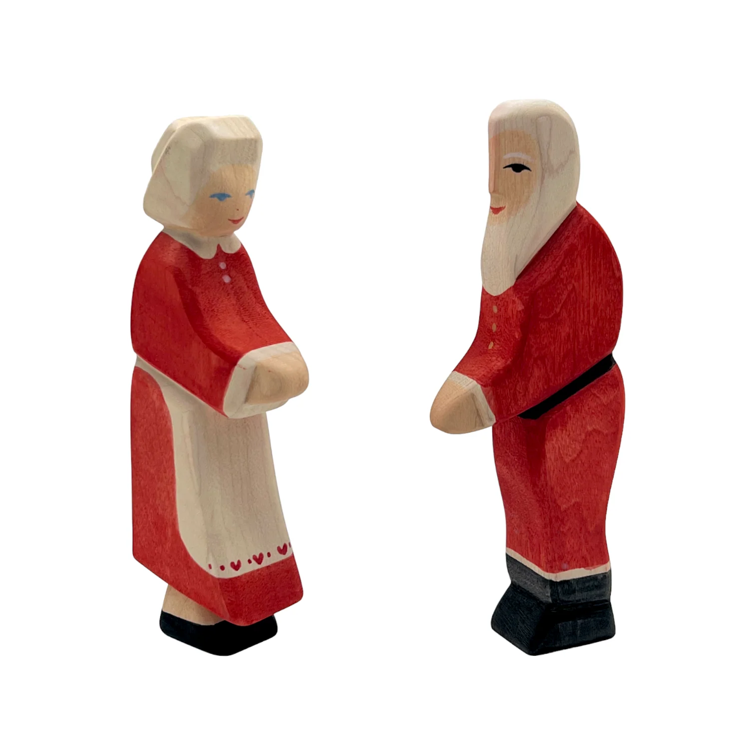 Handcrafted Open Ended Wooden Toy Figure Family - Mr. and Mrs. Claus (2 Pieces) - Image 2