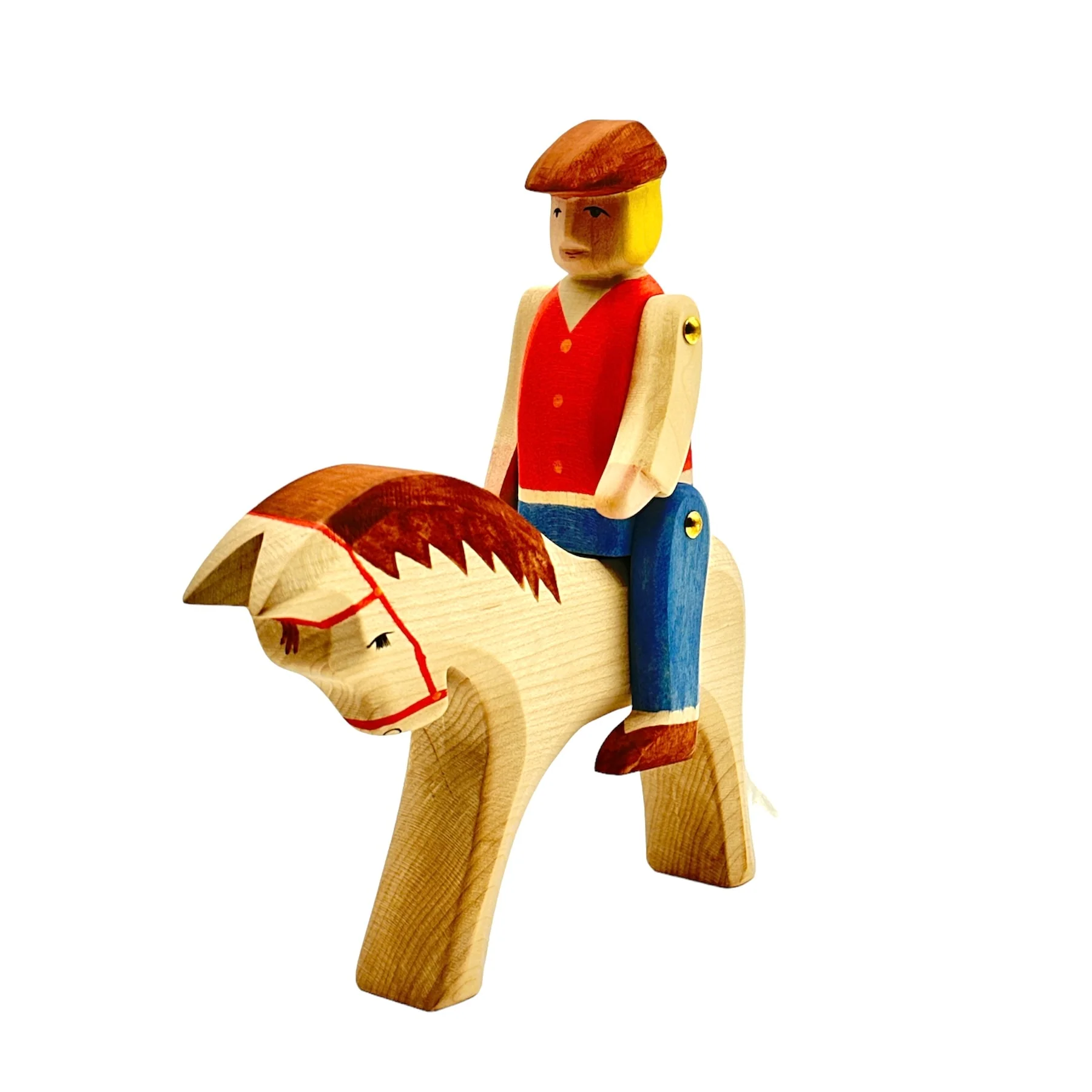 Handcrafted Open Ended Wooden Toy Figure Family - Rider with Horse 2 pieces - Image 2
