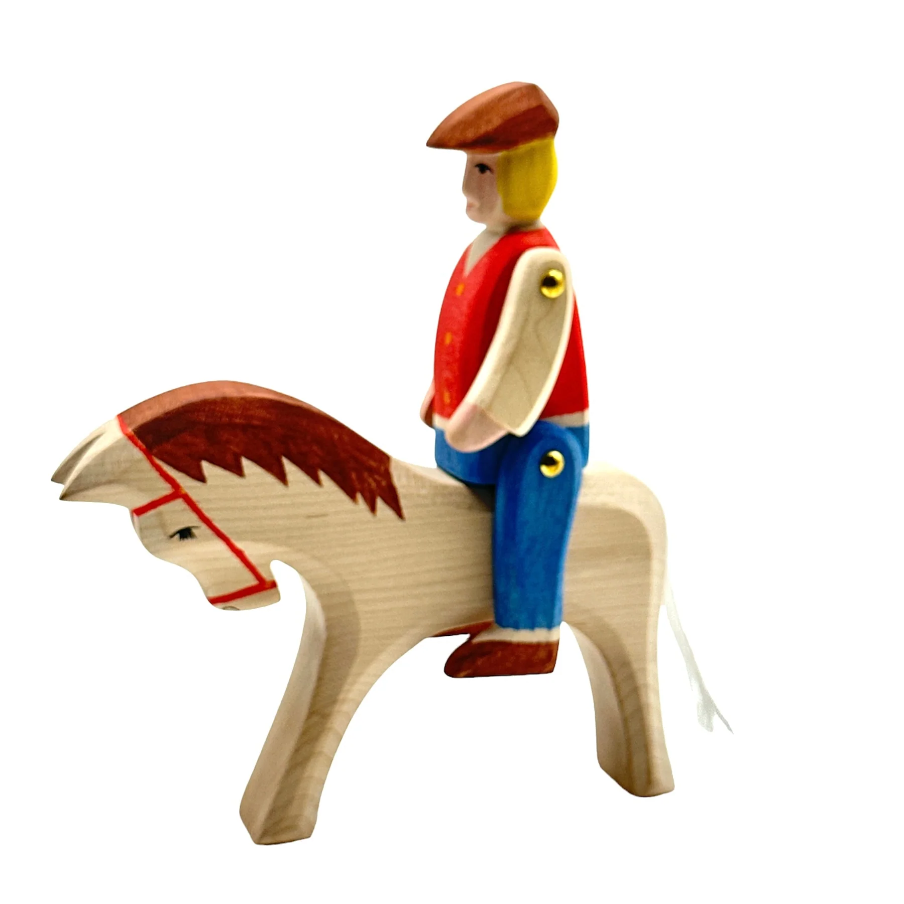 Handcrafted Open Ended Wooden Toy Figure Family - Rider with Horse 2 pieces - Image 3