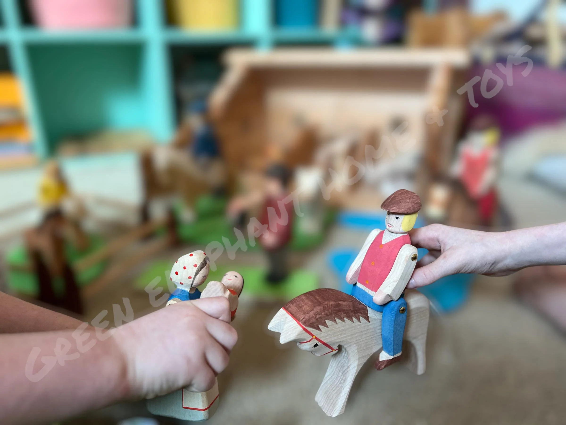 Handcrafted Open Ended Wooden Toy Figure Family - Rider with Horse 2 pieces - Image 4