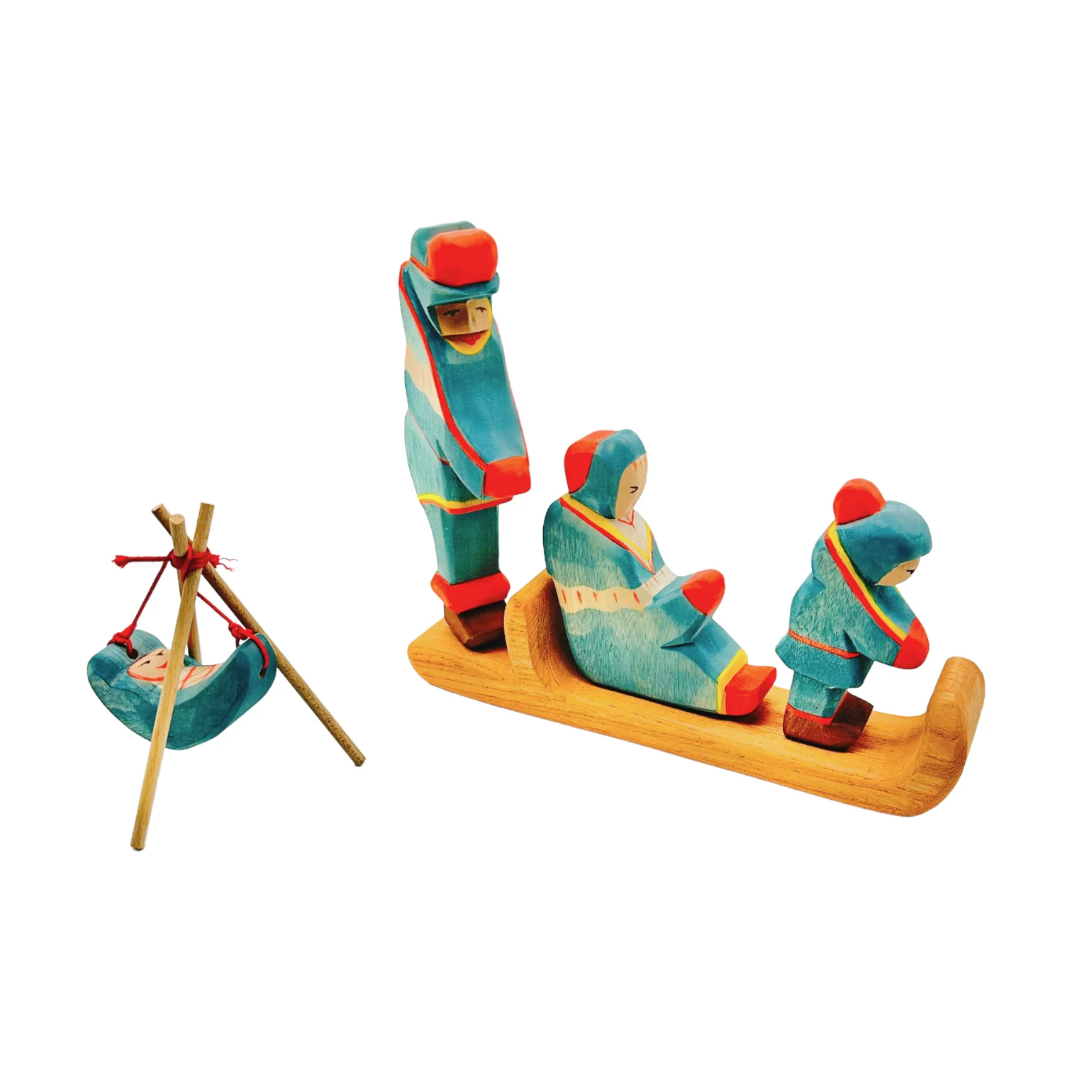 Handcrafted Open Ended Wooden Toy Figure Family - Sami Family Set of 6 Pieces - Image 3