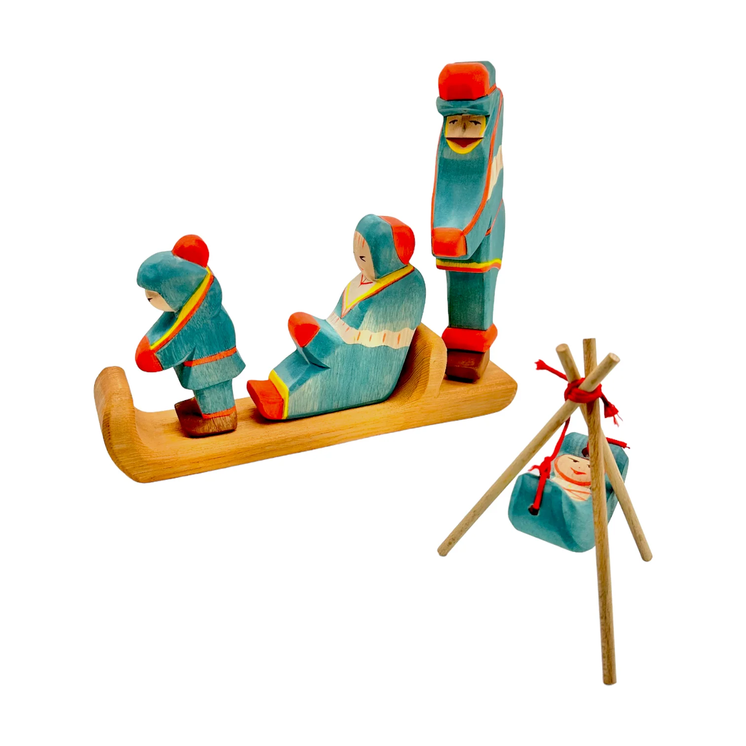 Handcrafted Open Ended Wooden Toy Figure Family - Sami Family Set of 6 Pieces - Image 4