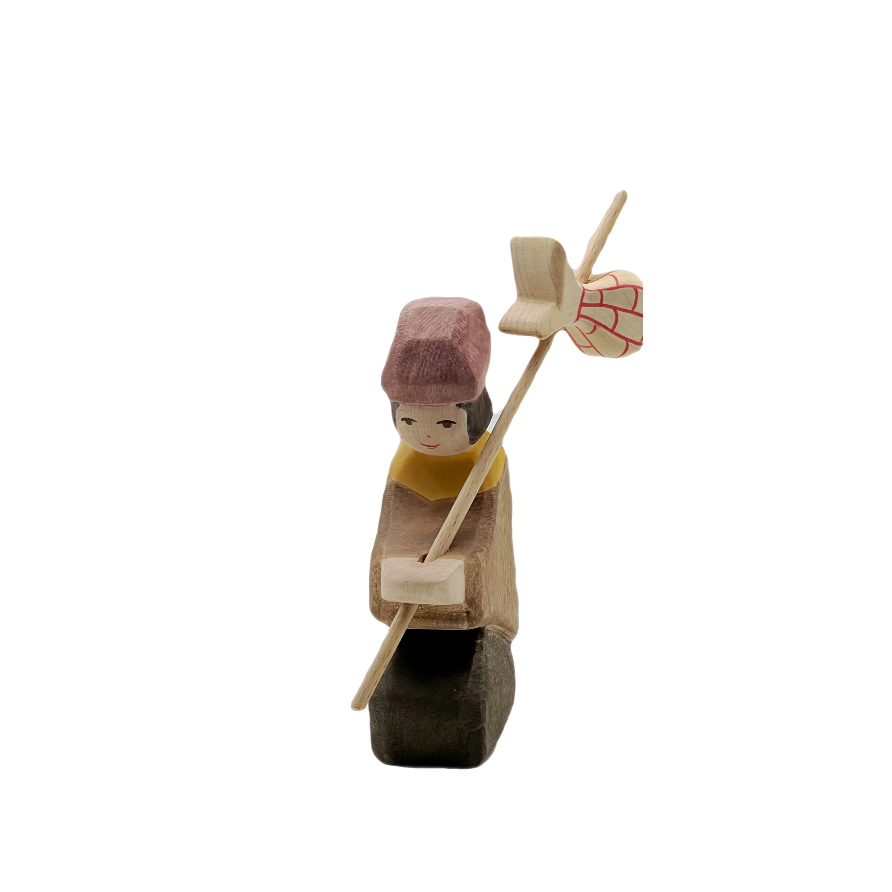 Handcrafted Open Ended Wooden Toy Figure Family - Shepherd Kneeling II - Image 2