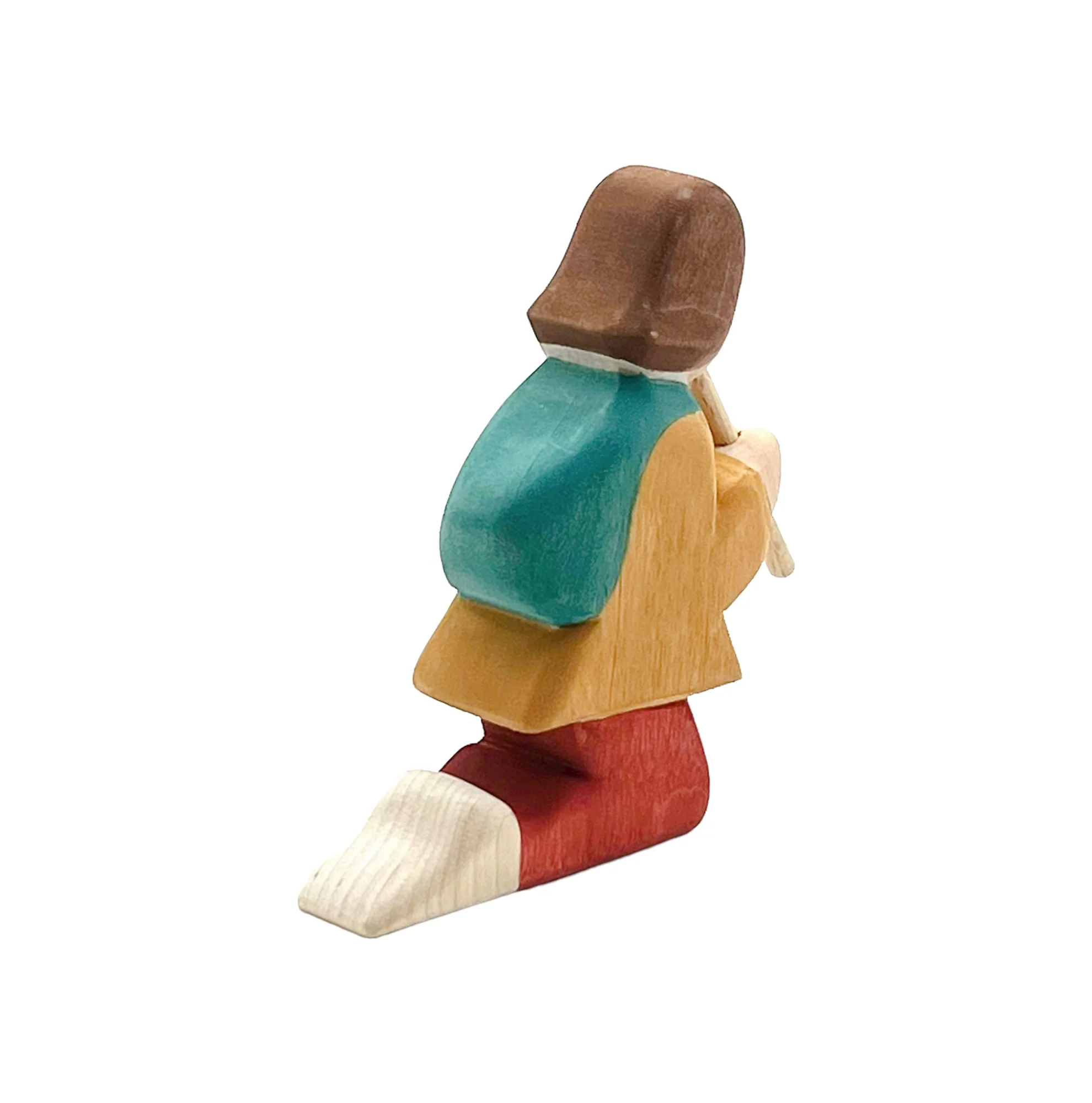Handcrafted Open Ended Wooden Toy Figure Family - Shepherd Playing Flute - Image 4