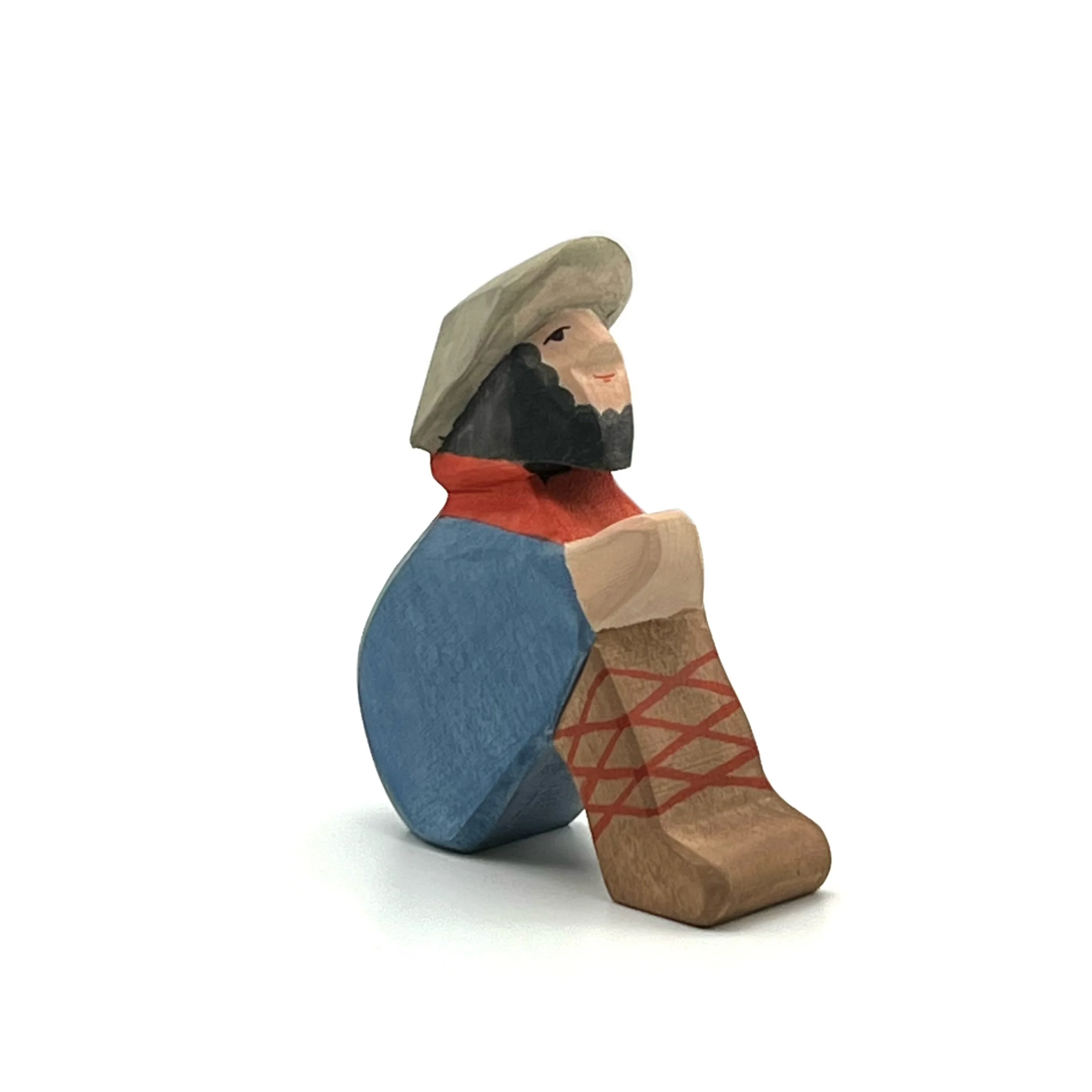 Handcrafted Open Ended Wooden Toy Figure Family - Shepherd Sitting - Image 2