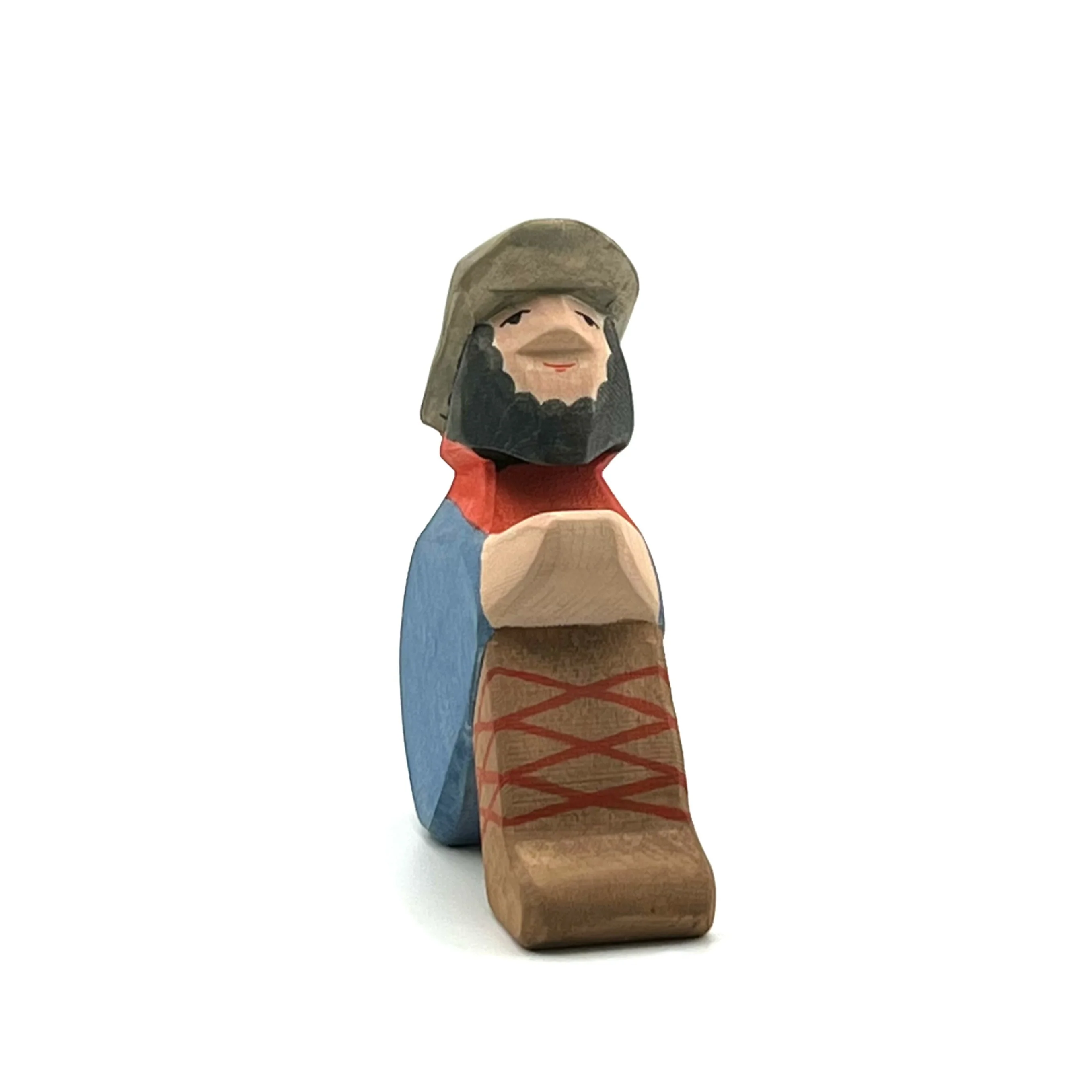 Handcrafted Open Ended Wooden Toy Figure Family - Shepherd Sitting - Image 3
